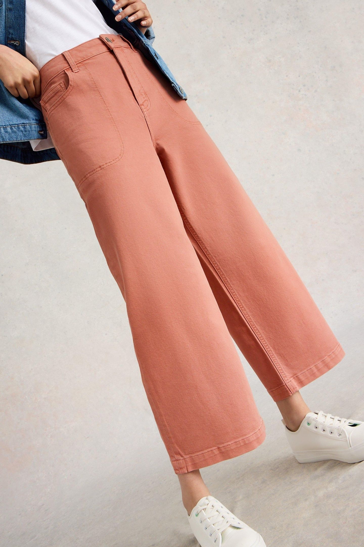 TIA WIDE LEG CROP JEAN MID ORANGE 7