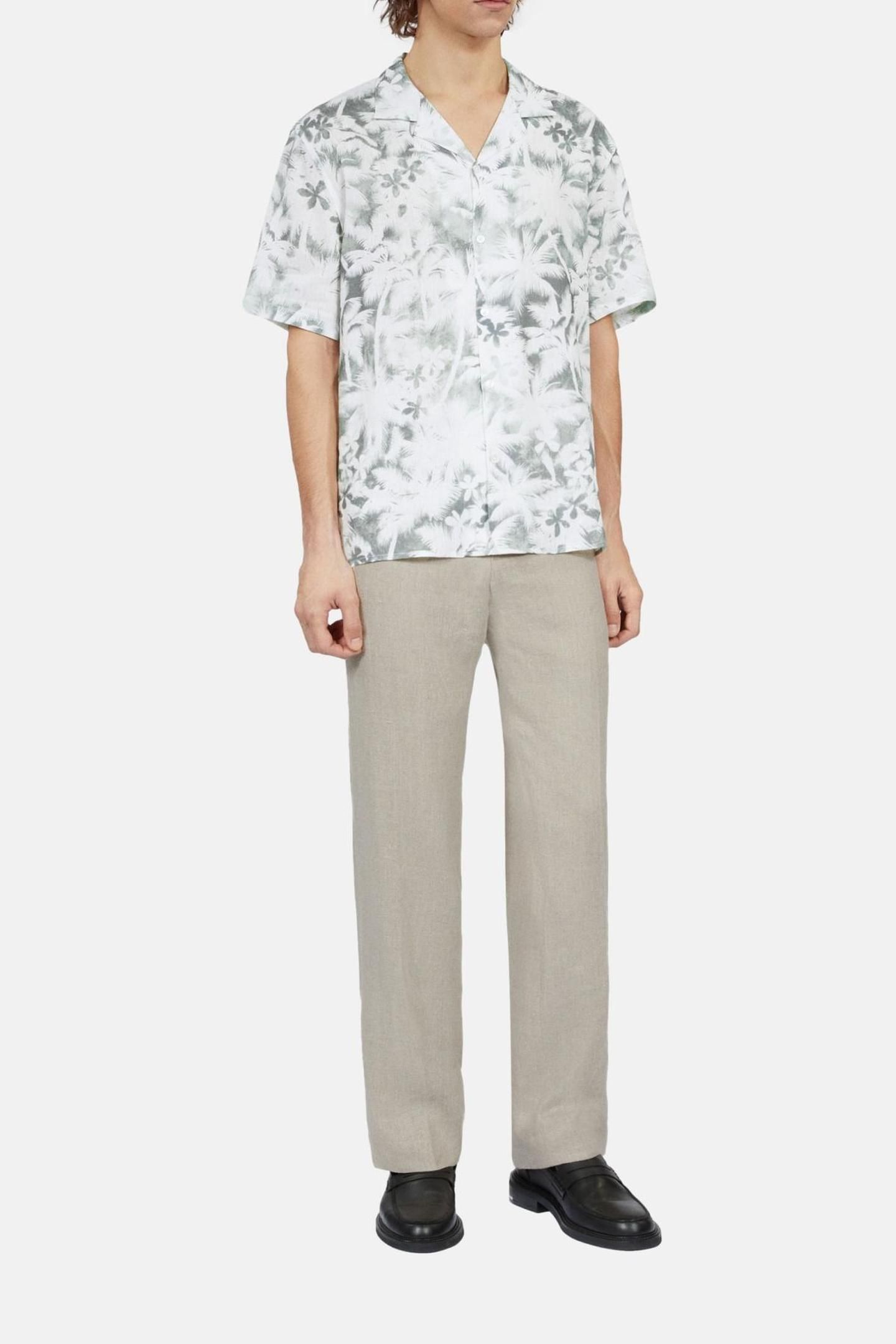 SHORT-SLEEVED SHIRT WITH SHARK COLLAR WHITE-KAKI 2