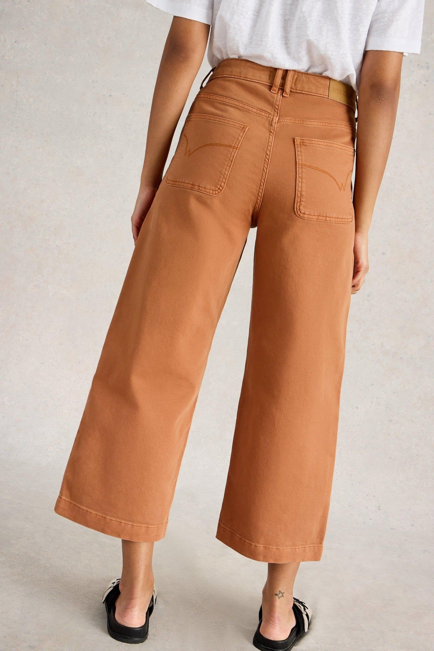 TIA WIDE LEG CROP JEAN DARK TAN 3