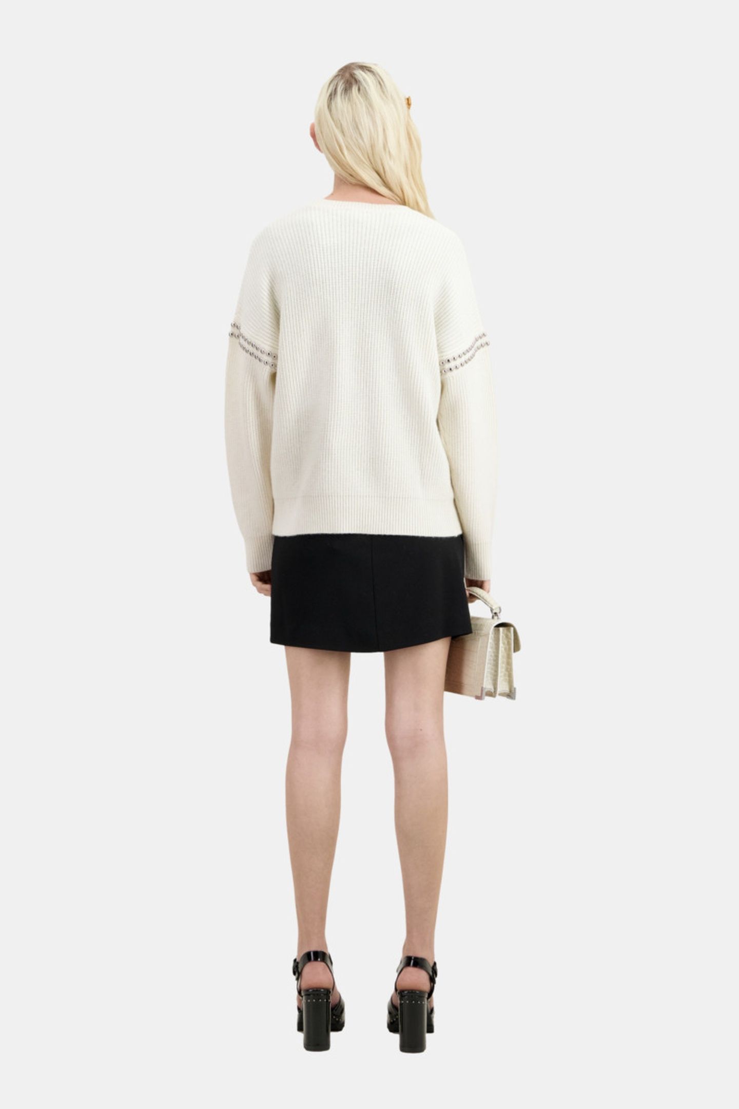 ROUND NECK SWEATER WITH STUD DETAILS ECRU 4