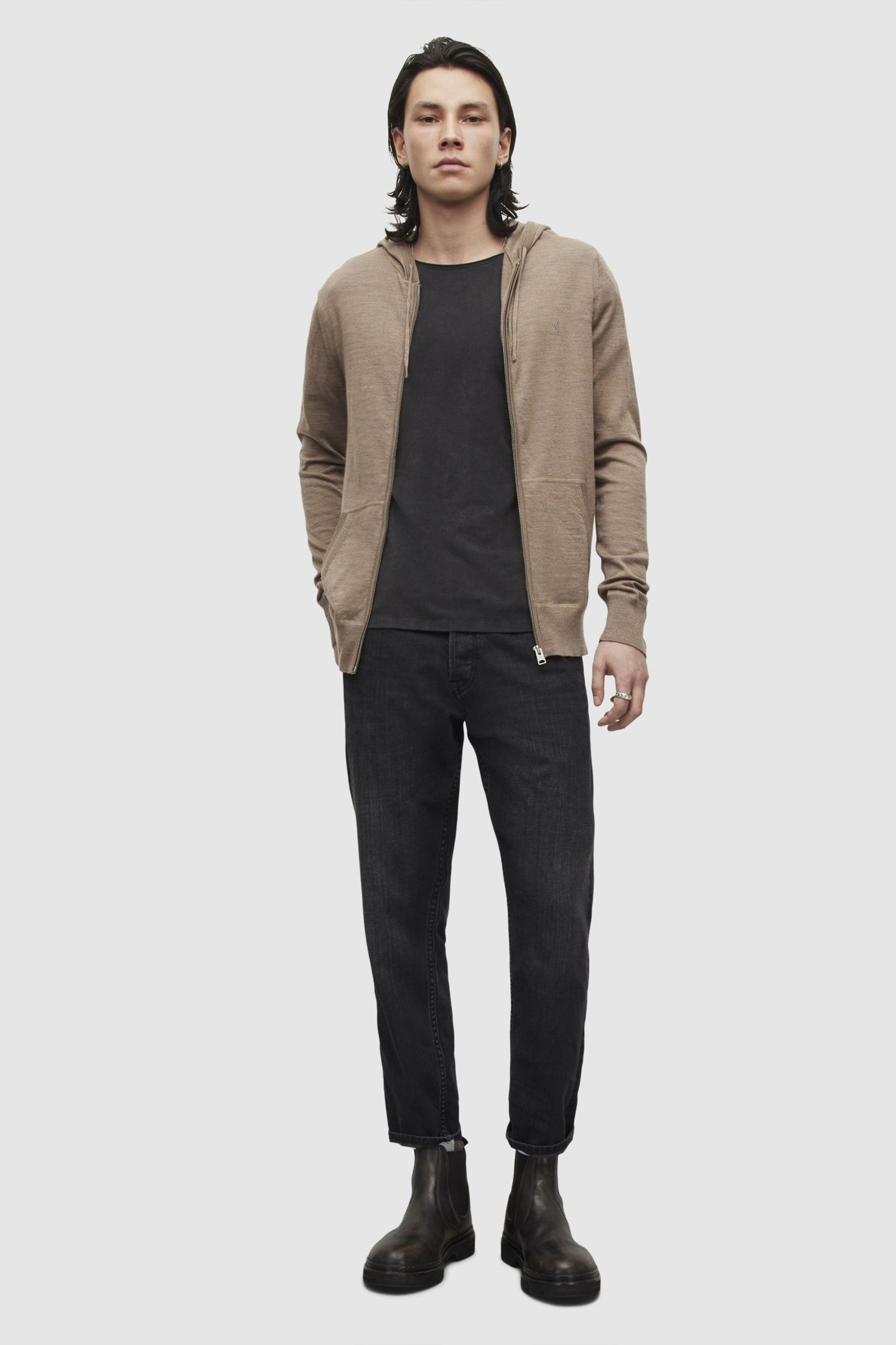MODE MERINO ZIP HOOD WARM TAUPE MARL 2