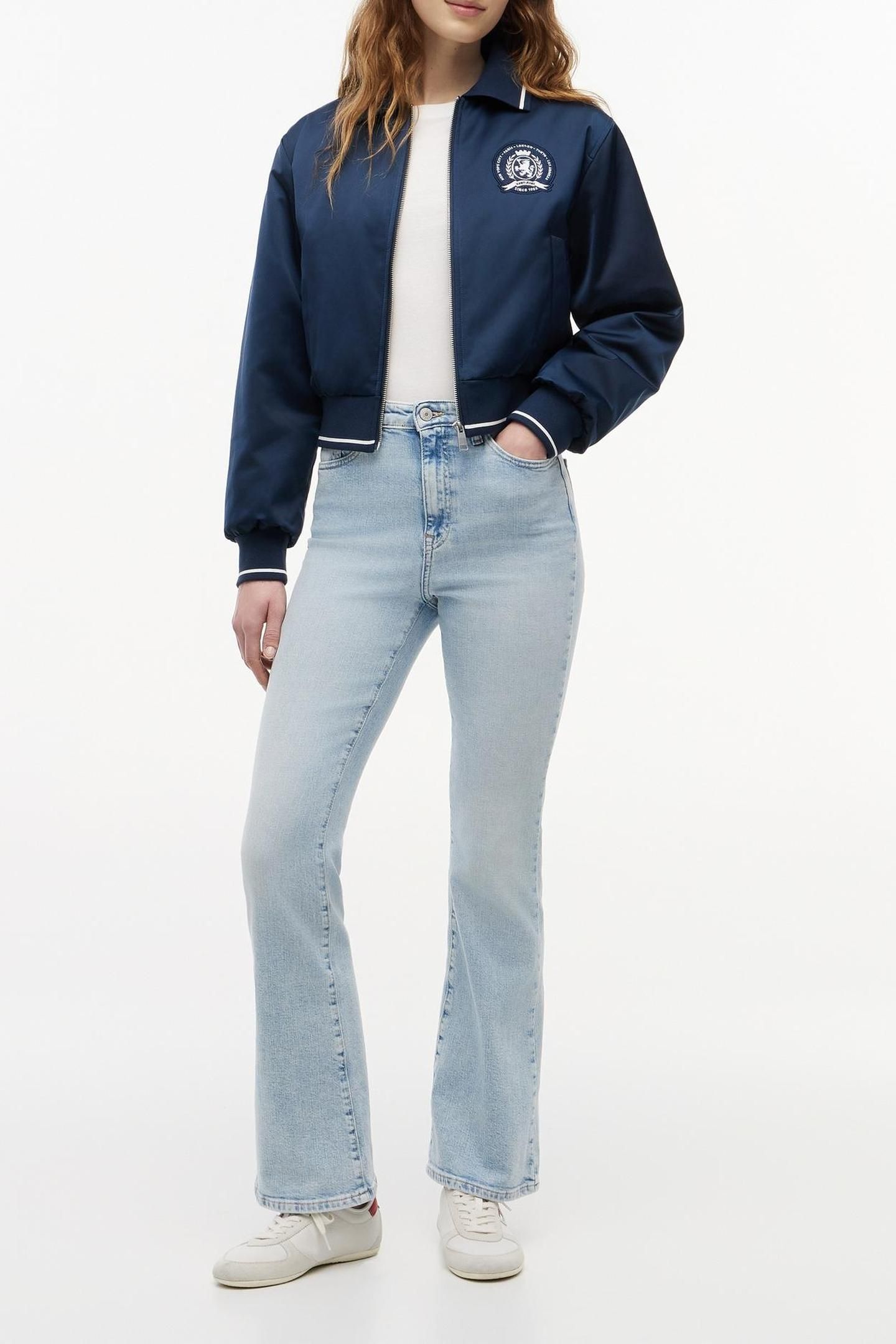 COLLAR SATIN VARSITY JACKET DARK NIGHT NAVY 3