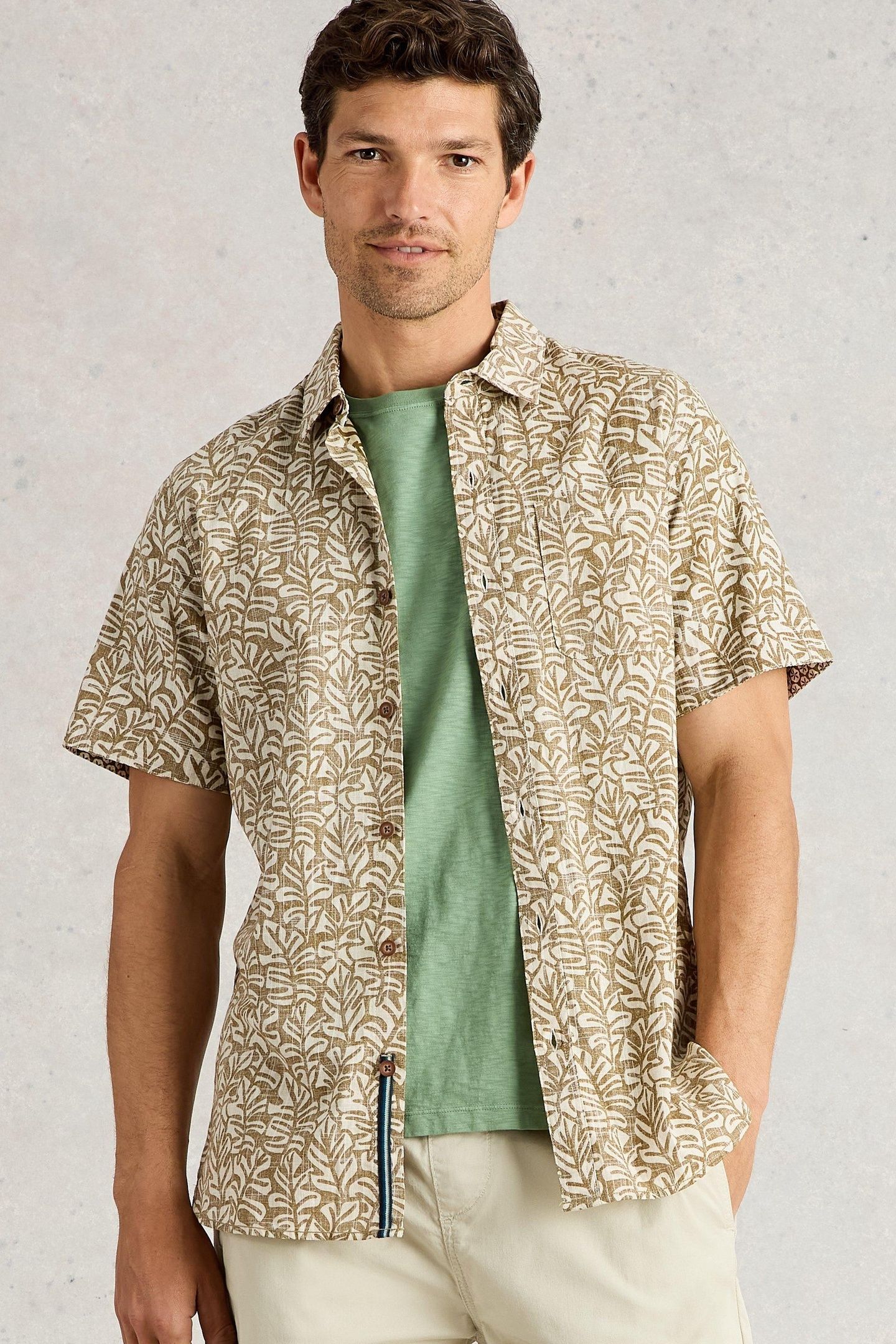 FINSBURY LEAF PRINTED SHIRT GREEN PRINT 2
