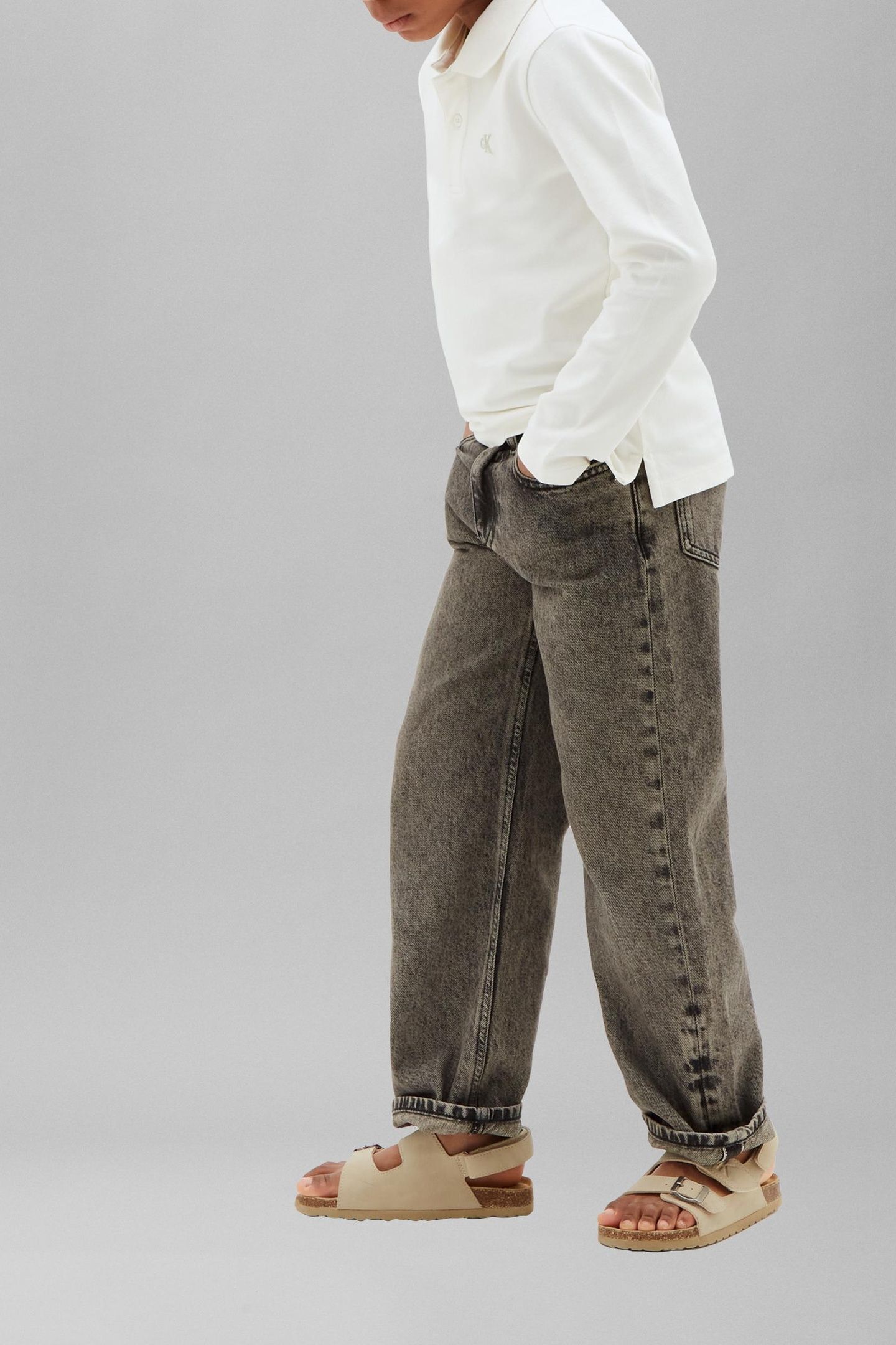 BOYS SOLID PIQUE POLO LONG SLEEVE TOFU 2