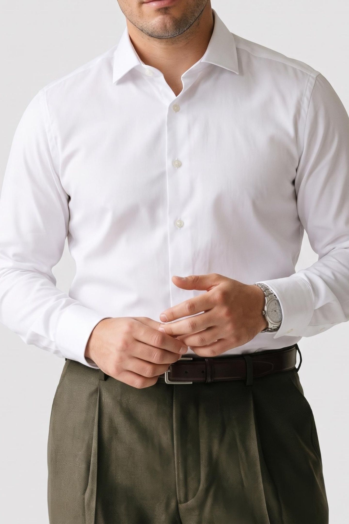 SLIM ESSENTIAL TWILL SHIRT WHITE 1
