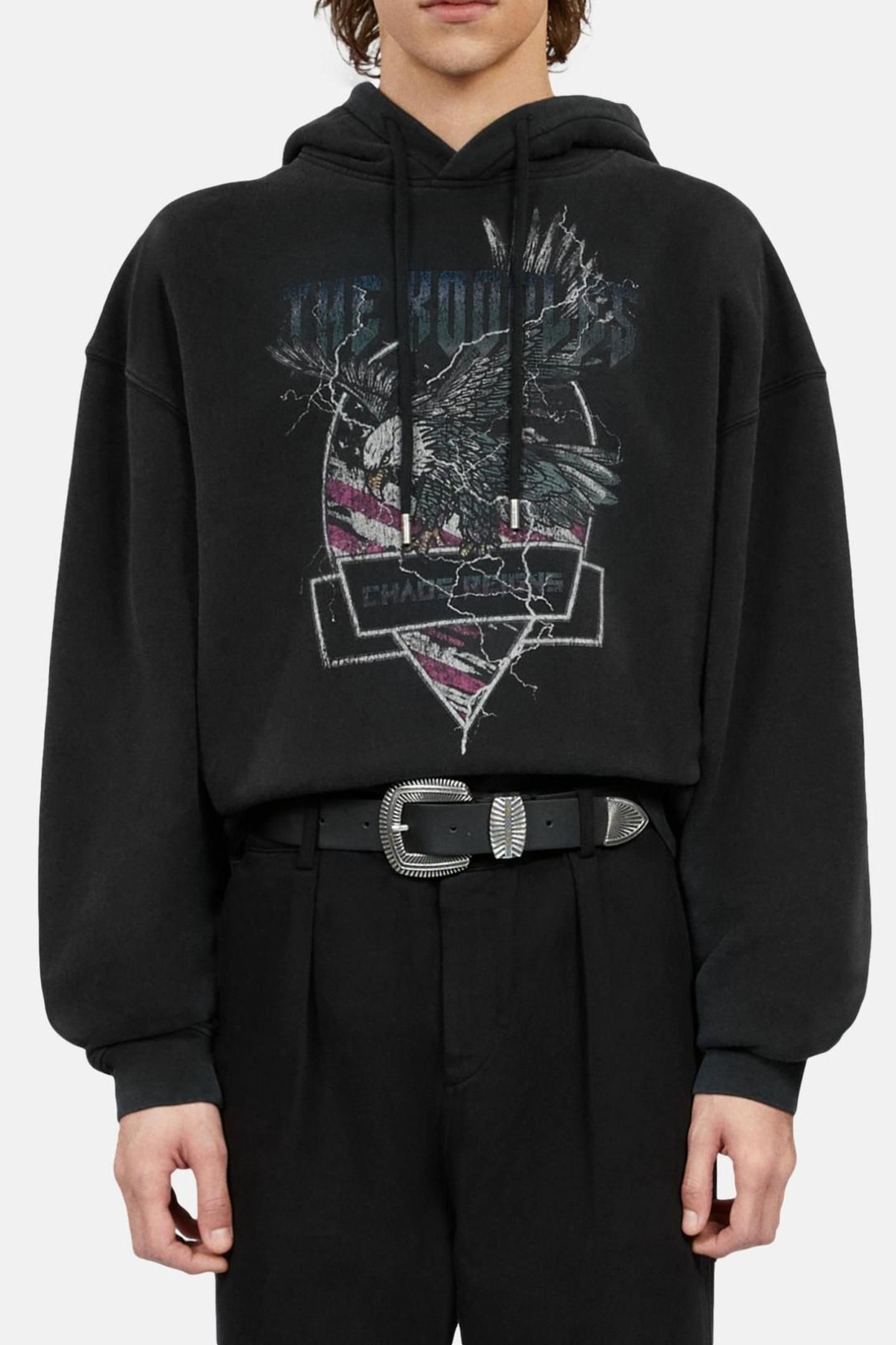 SWEATSHIRT WITH EAGLE PRINT BLACK WASHED 2
