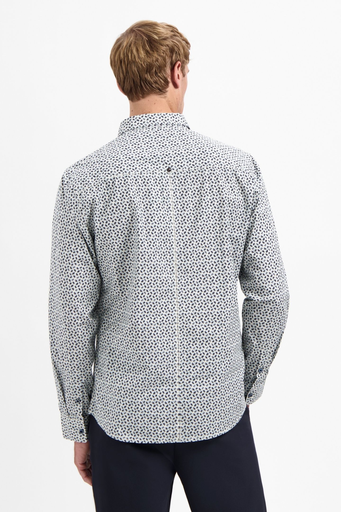 SHIRT STRETCH ALLOVER PRINTED DUSTY BLUE 4