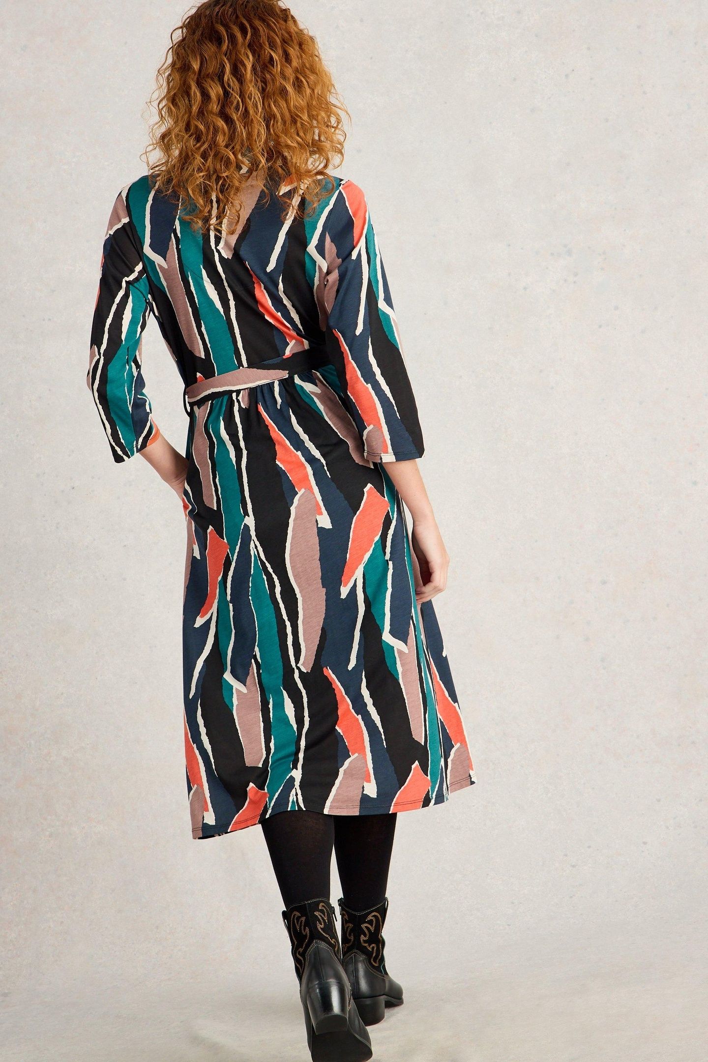 AVA JERSEY SHIRT DRESS BLACK MULTI 4
