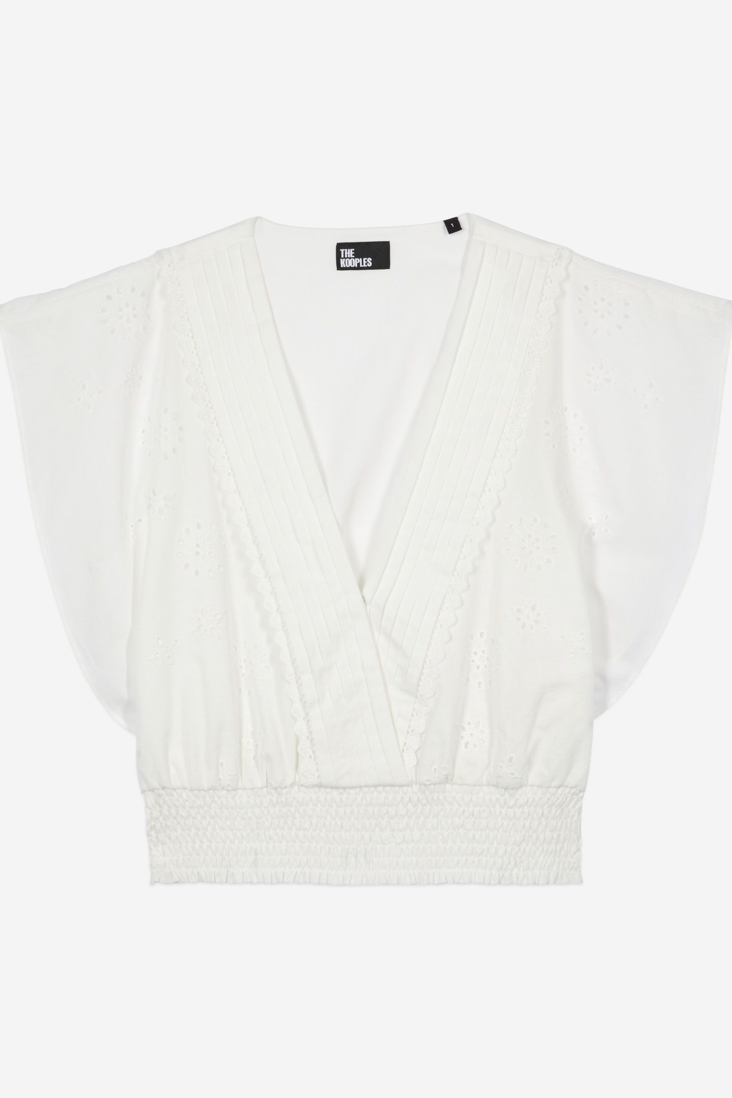 EMBROIDERED SMOCKED WAIST TOP WHITE 5