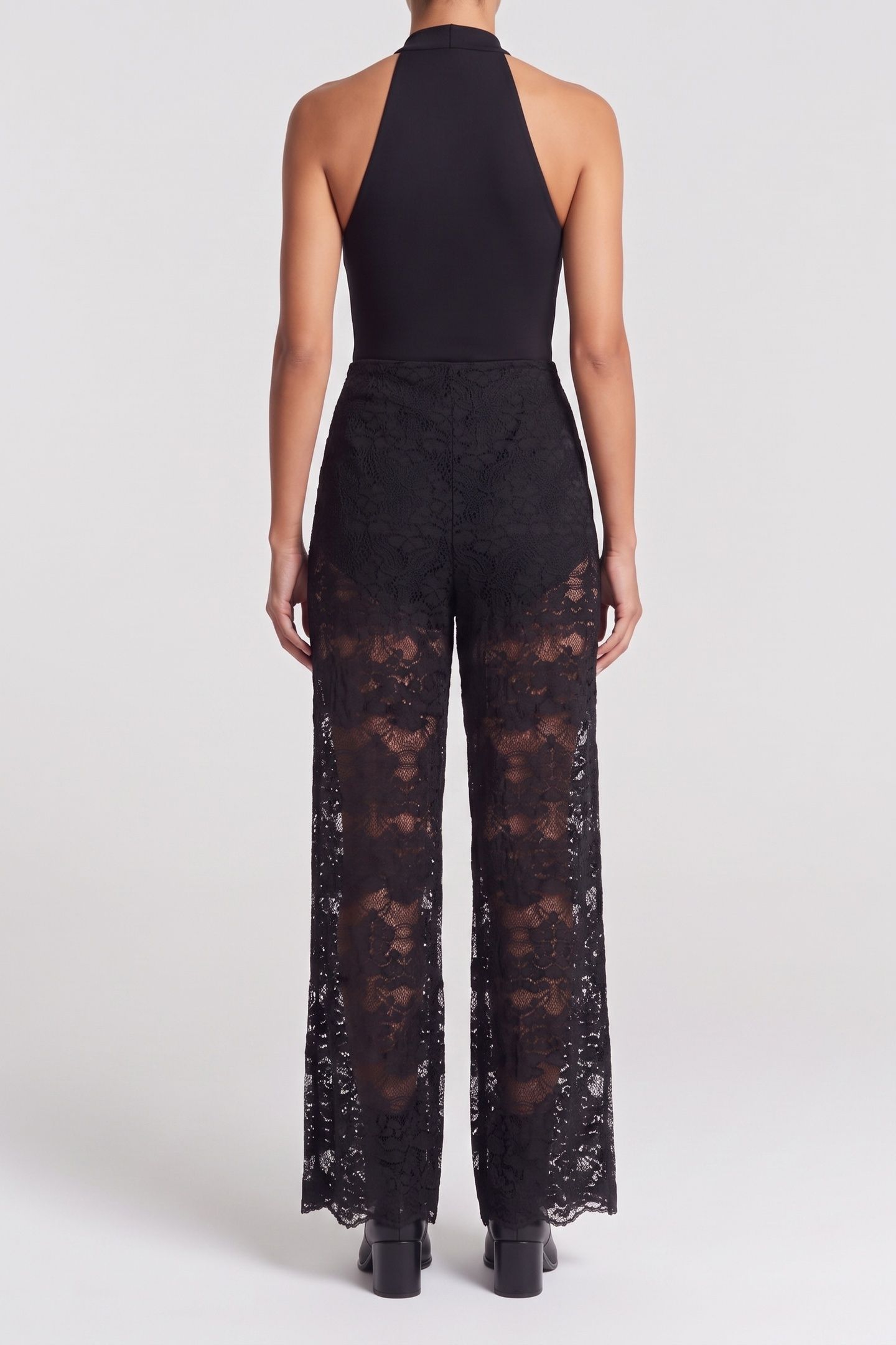 STRETCH LACE TROUSERS BLACK 2