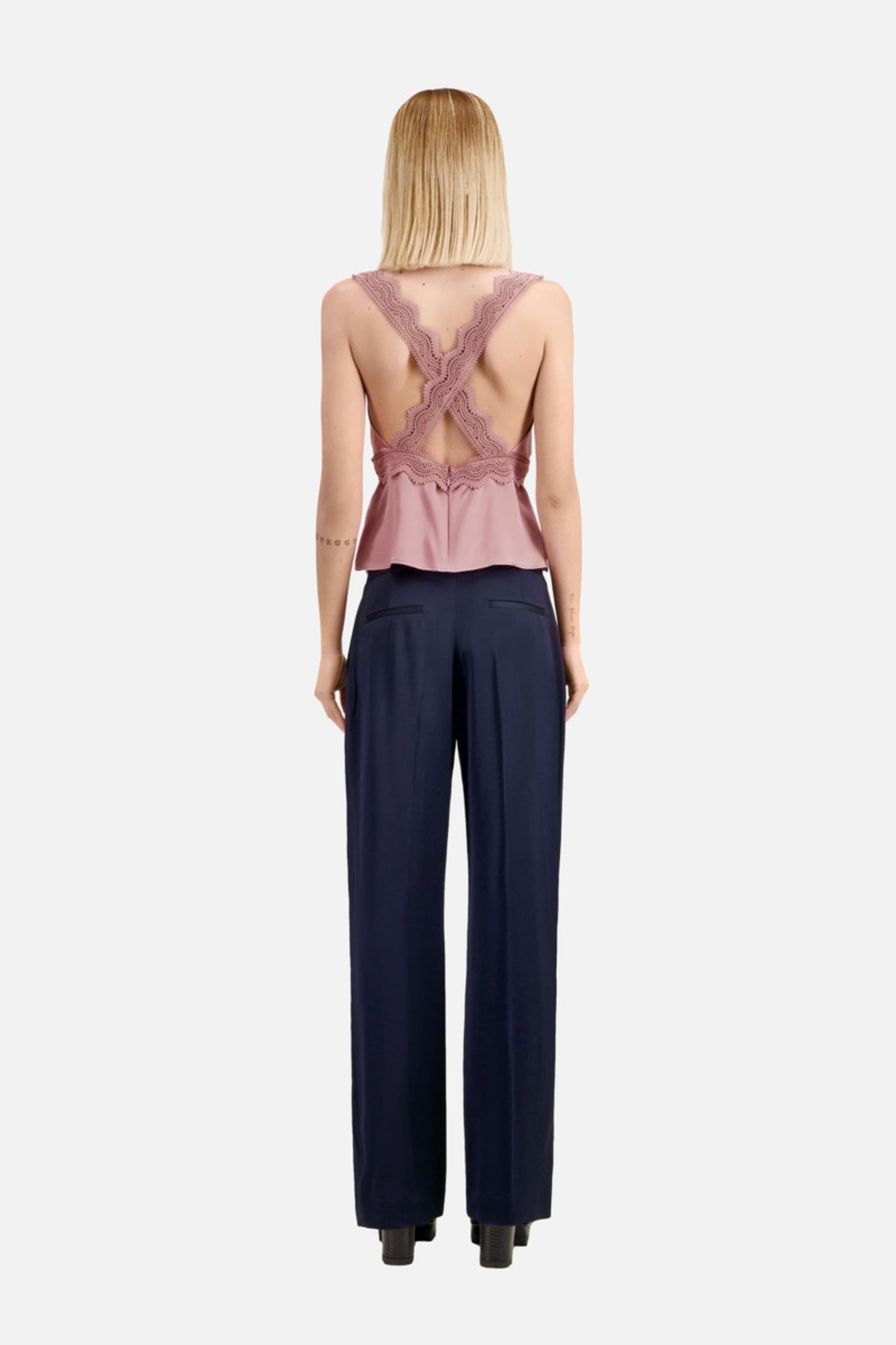 SILK TOP WITH GUIPURE PINK WOOD 4