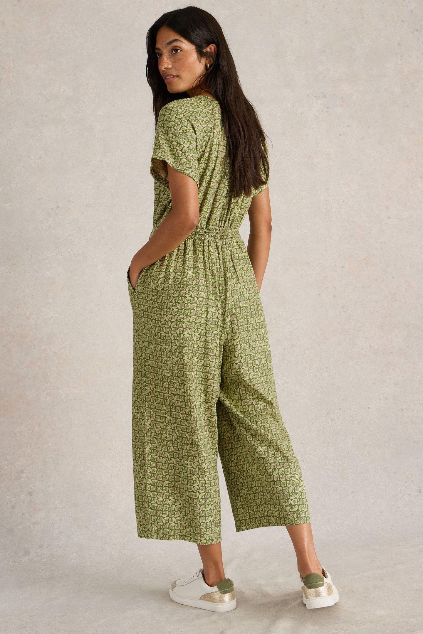 VERITY LINEN BLEND JUMPSUIT GREEN PRINT 2