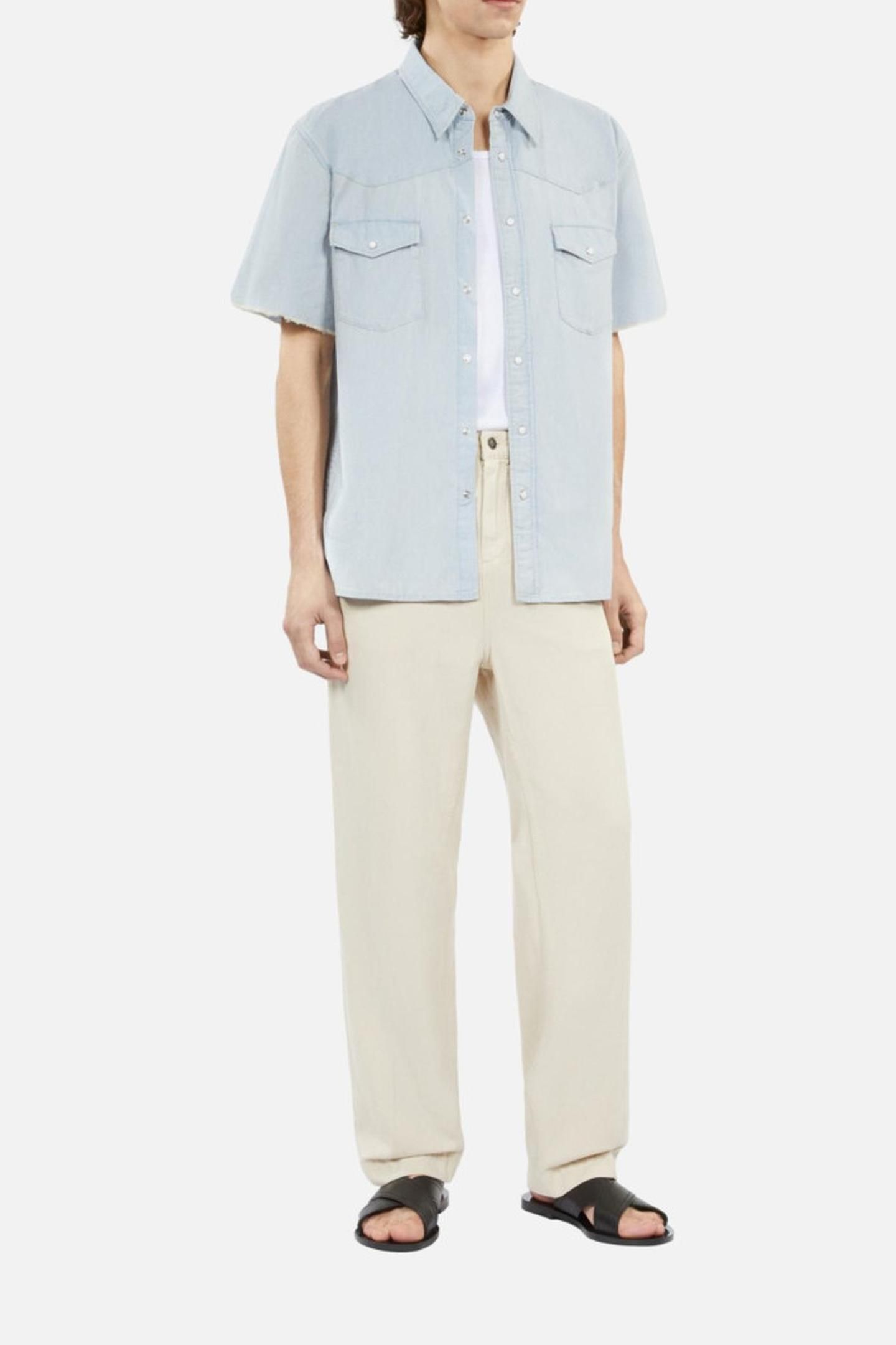 SHORT-SLEEVED DENIM SHIRT W WESTERN SNAP CLOSURE LIGHT BLUE 2