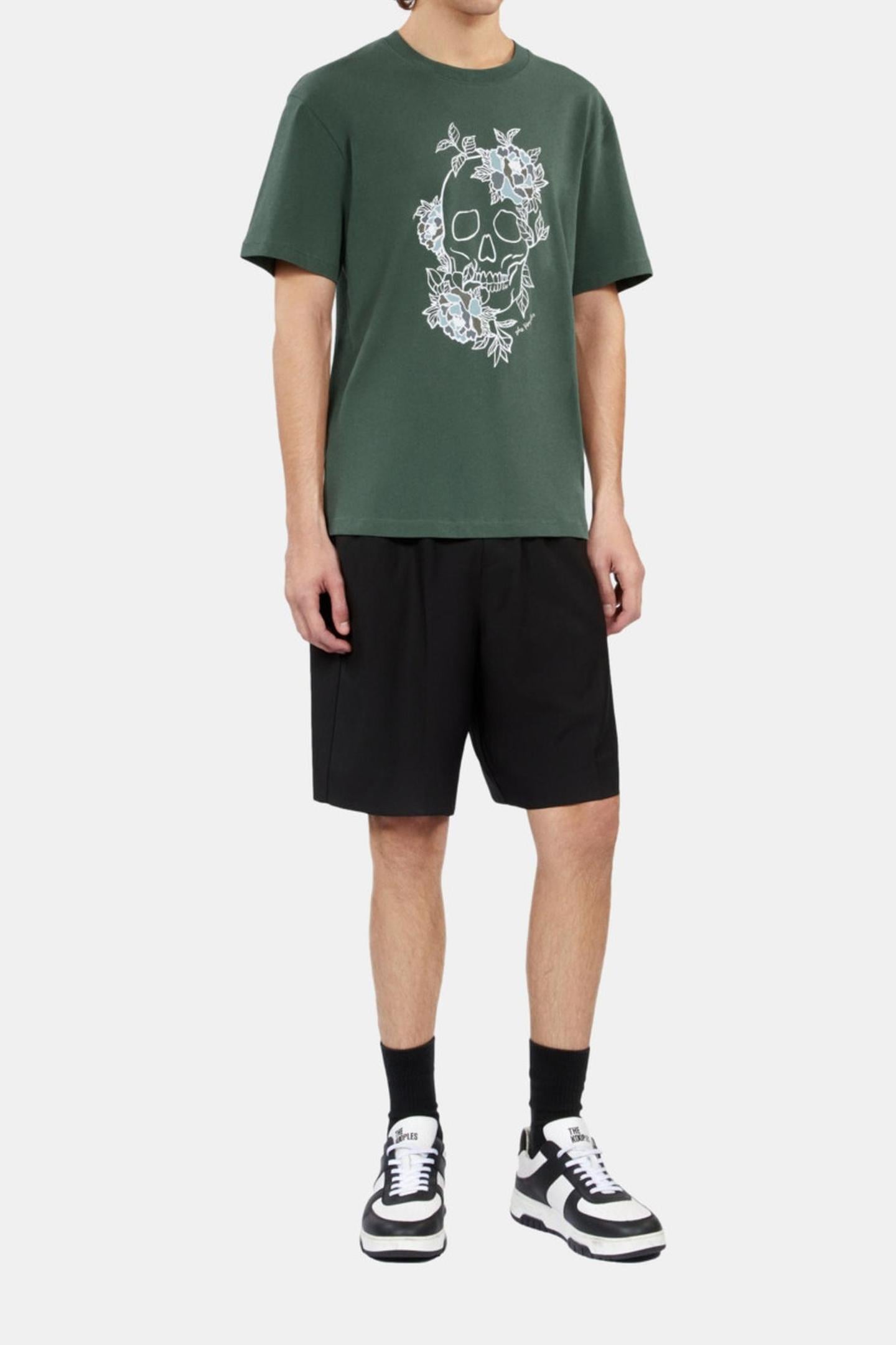 SHORT-SLEEVED T-SHIRT WITH SKULL FLOWERS PRINT FOREST 1