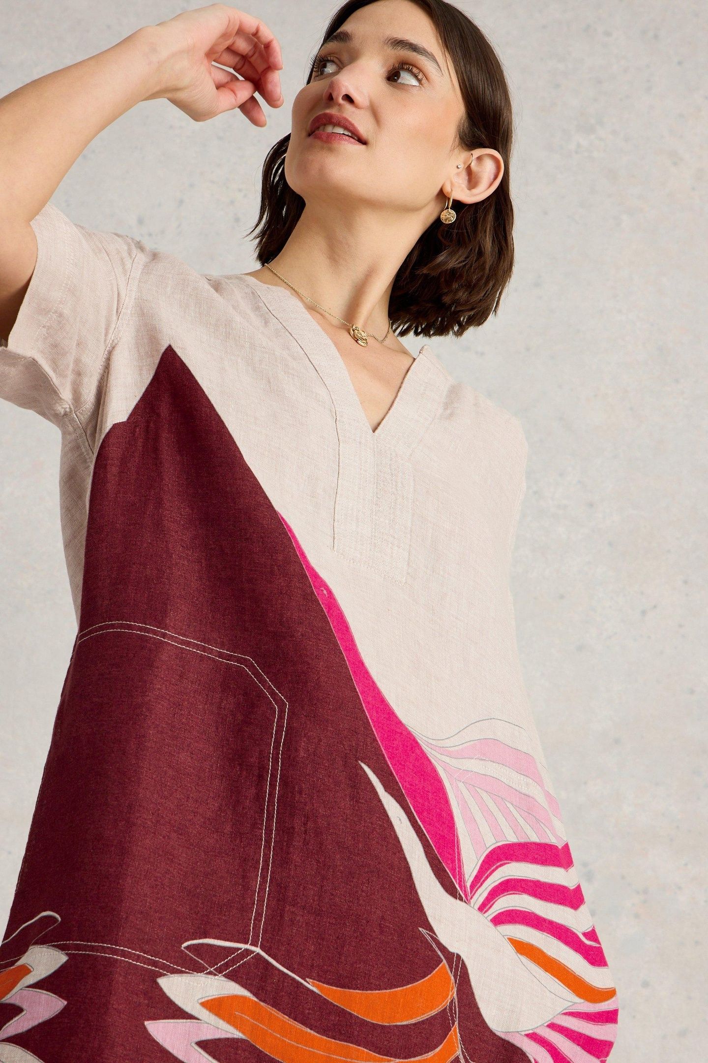 JUNE LINEN DRESS NATURAL PRINT 7
