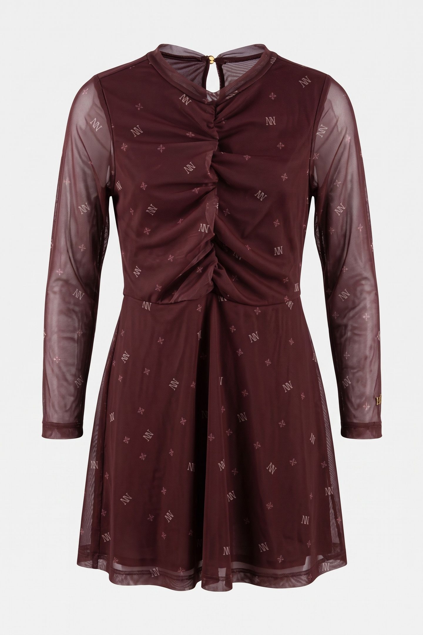 SPHAY MESH DRESS FLOWERFIELD BROWN 2