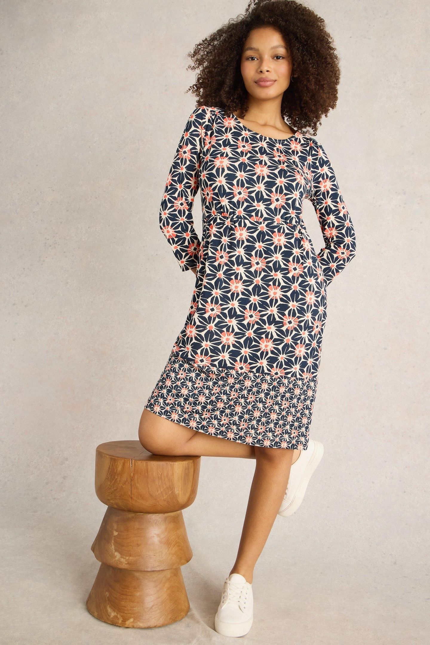 TALLIE JERSEY DRESS NAVY PRINT 2