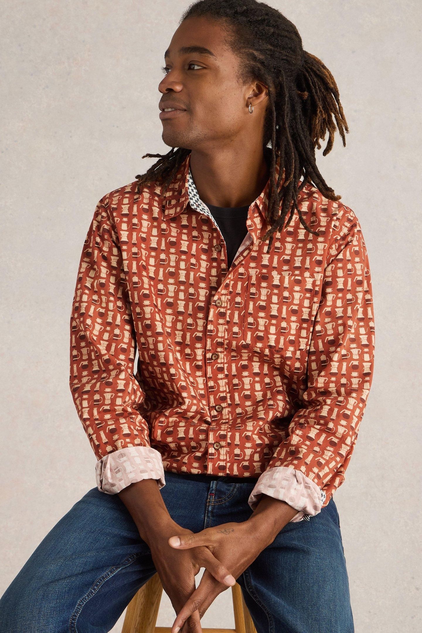 ESPRESSO PRINTED SHIRT ORANGE PRINT 7