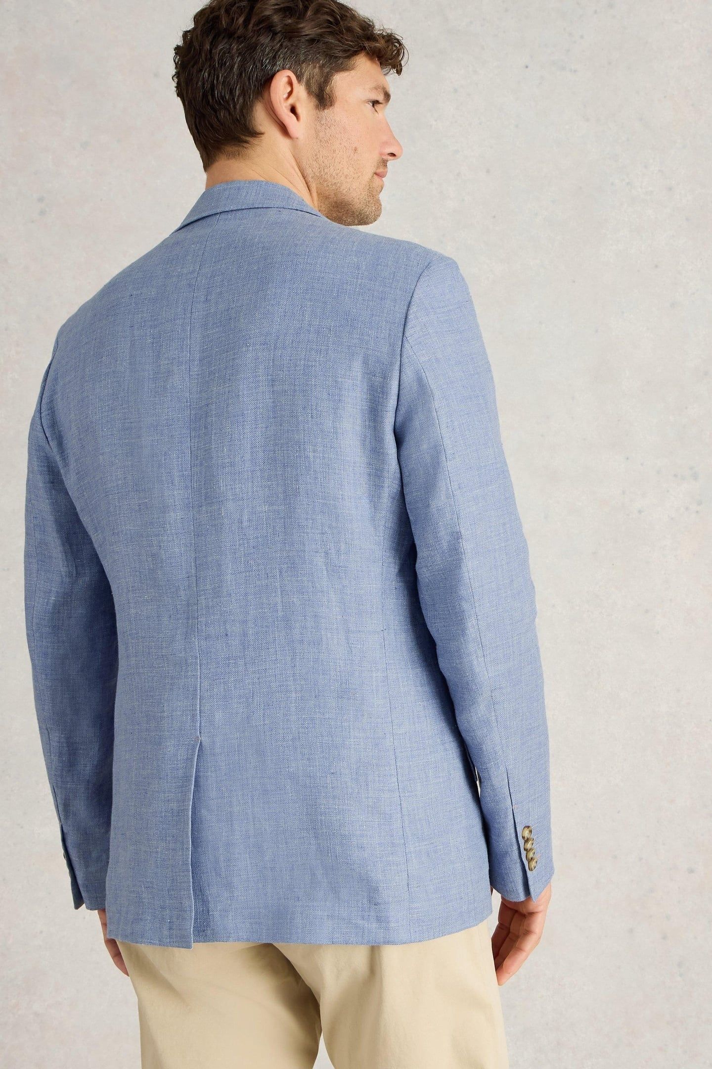 LINEN BLAZER MID BLUE 3