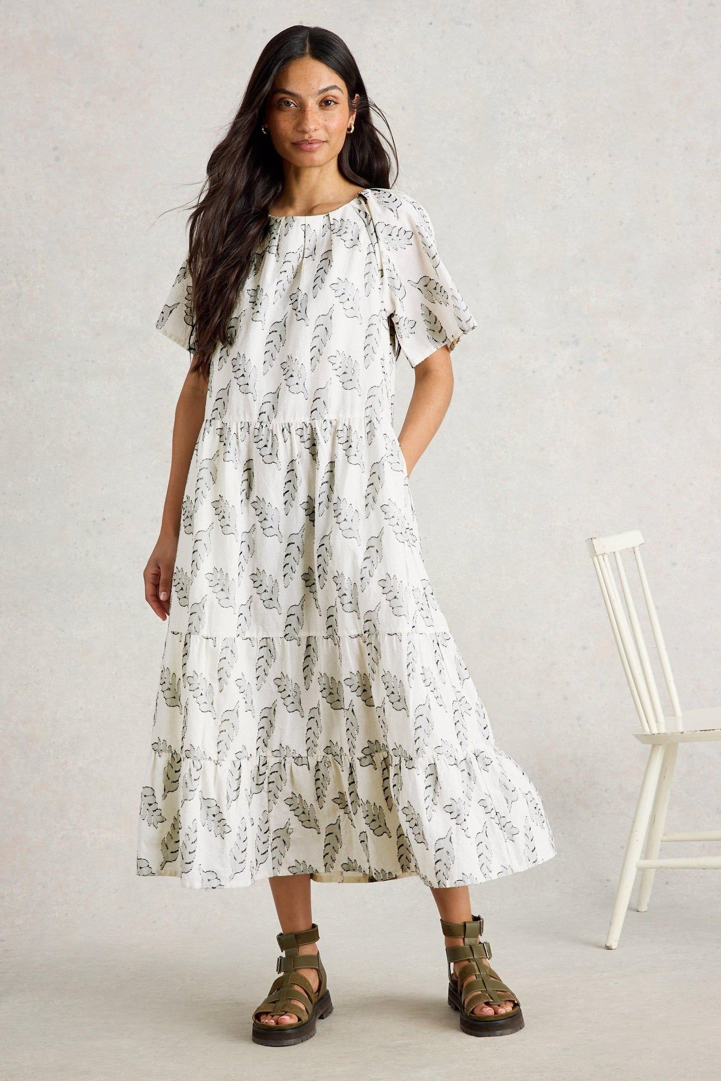 SPRUCE JAQUARD DRESS WHITE MULTI 1