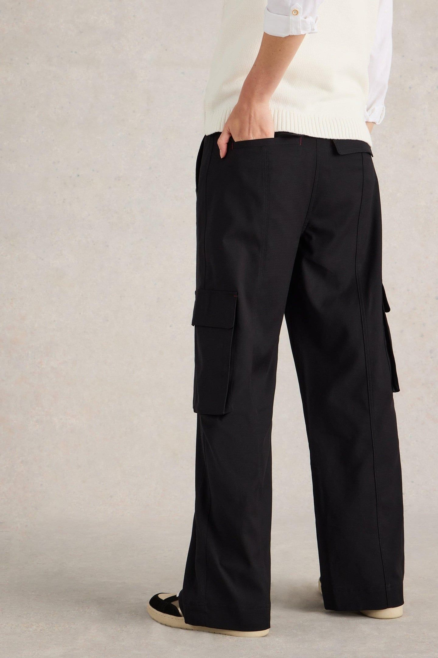 FERN WIDE LEG CARGO TROUSER PURE BLACK 3