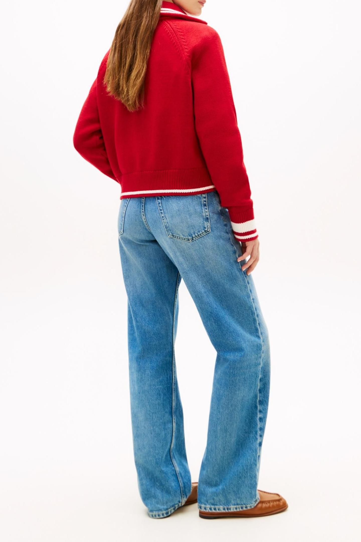 VARSITY RELAXED 1/2 ZIP MEDIUM RED 2