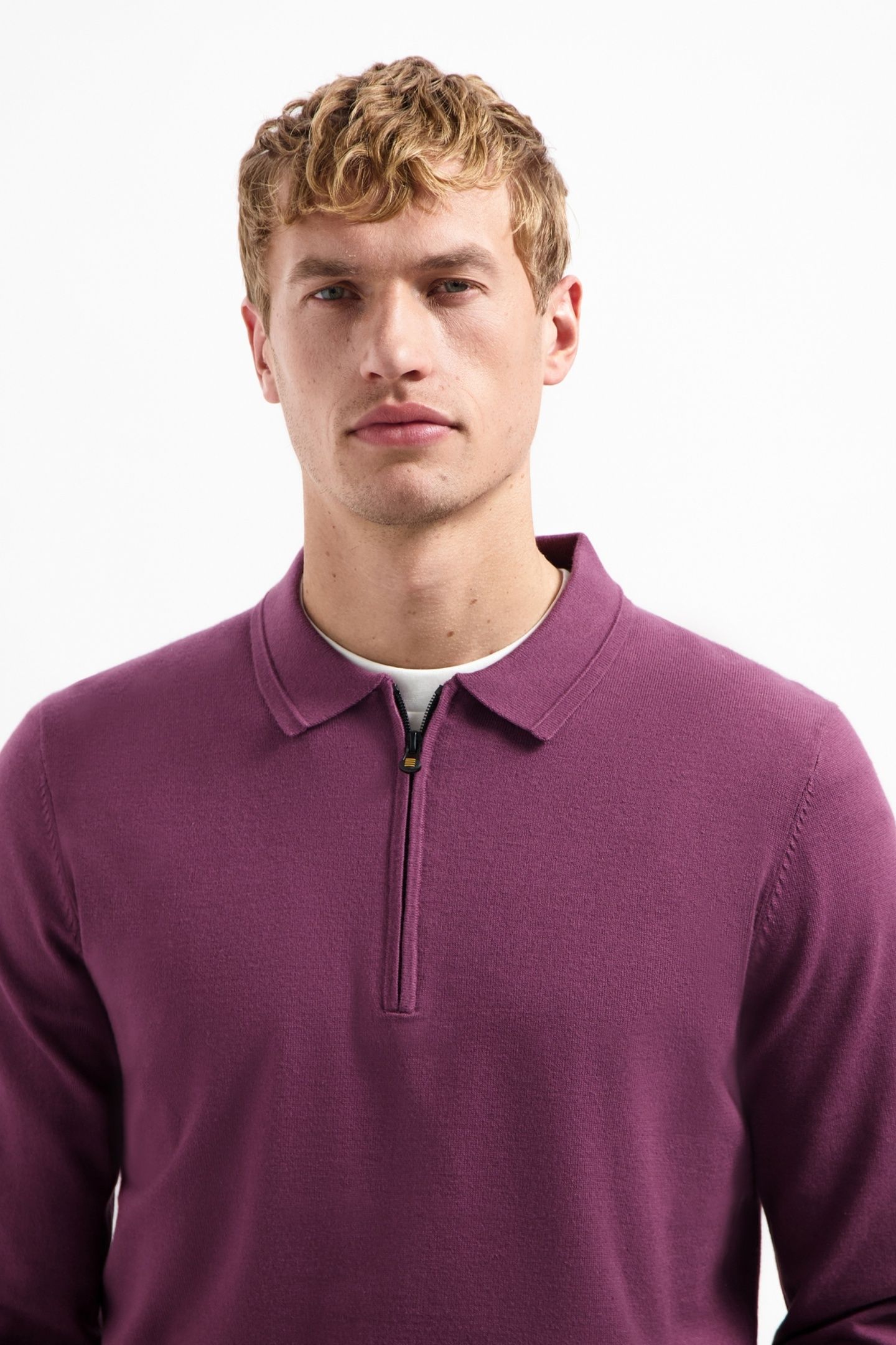 PULLOVER POLO ZIP DARK WINE 3