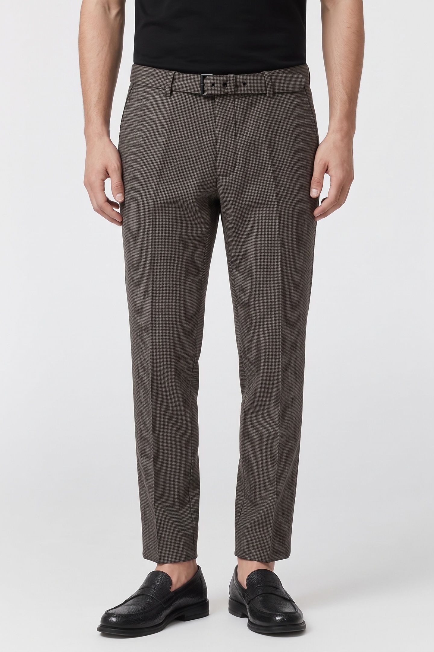 SUIT TROUSERS WITH BELT BLACK GREY 1