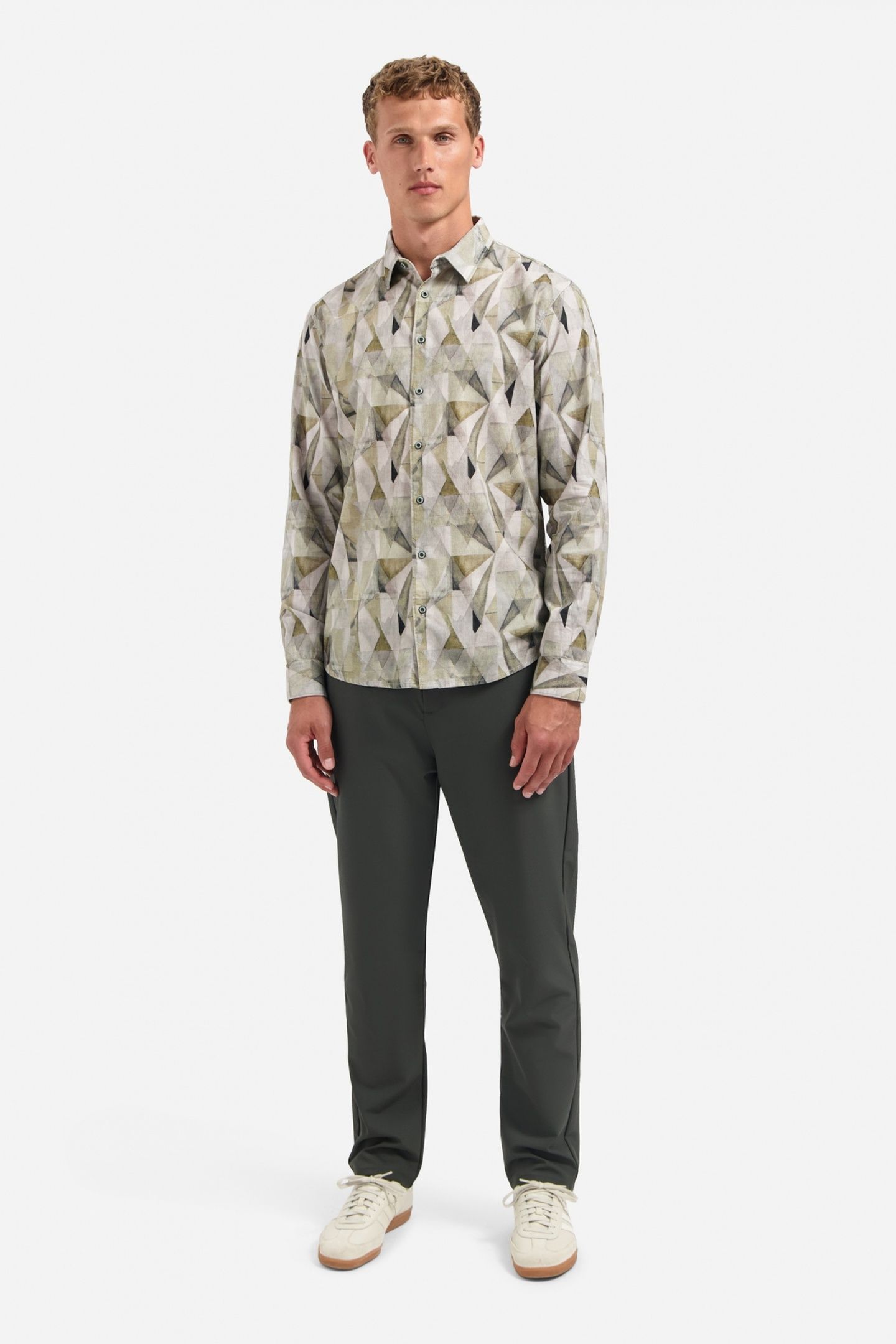 SHIRT ALLOVER PRINTED FINE CORDUROY LIGHT MOSS 2