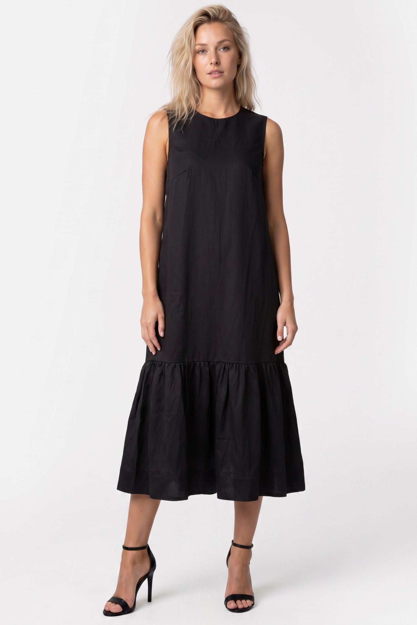 GAELLE FLOUNCE DRESS BLACK 1