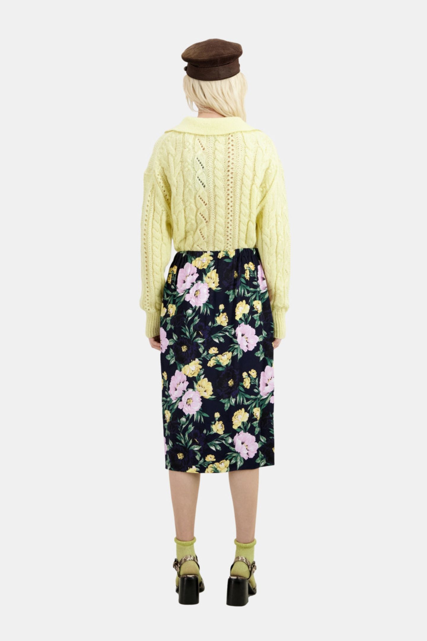 TIED MIDI SKIRT LIGHTPINK/DARKNAVY 4