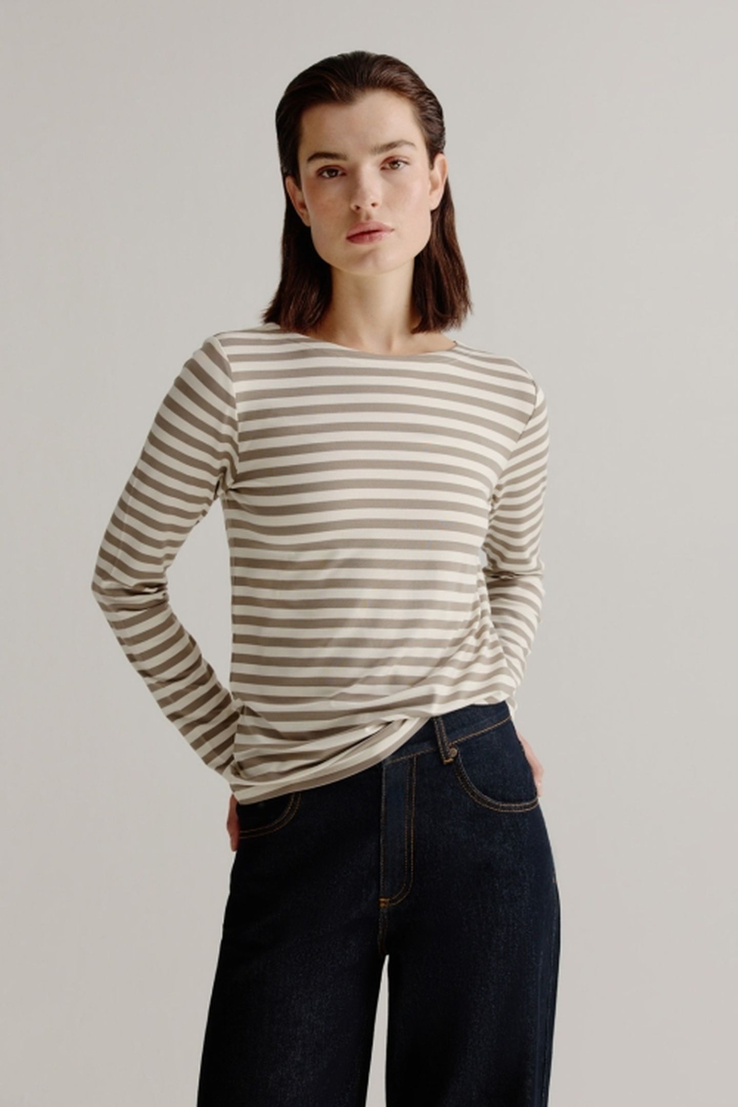 ALINE T-SHIRT STRIPE LIGHT KHAKI 1