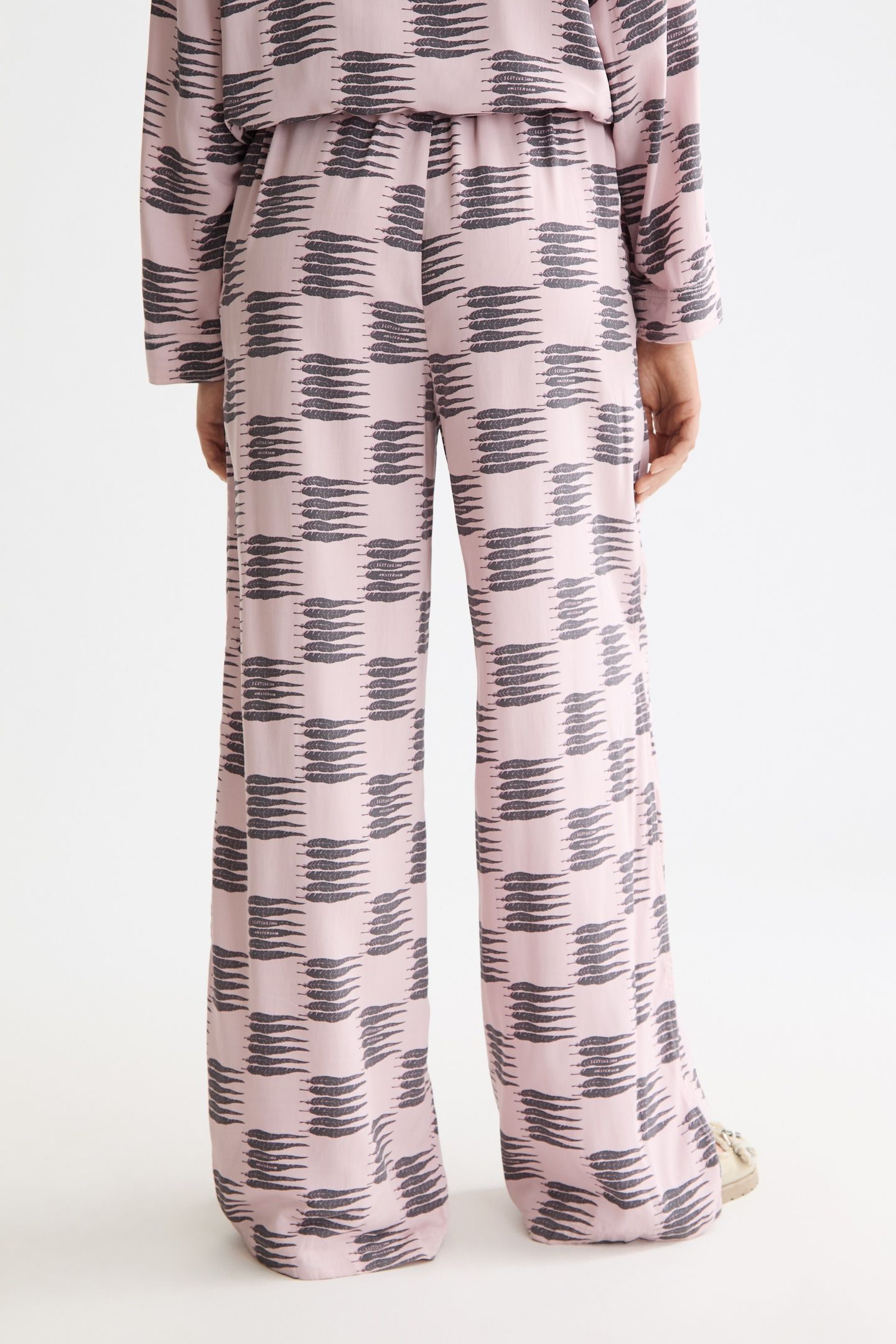 ELENI - HIGH RISE WIDE LEG PYJAMA PANTS FEATHER BLOCK 3