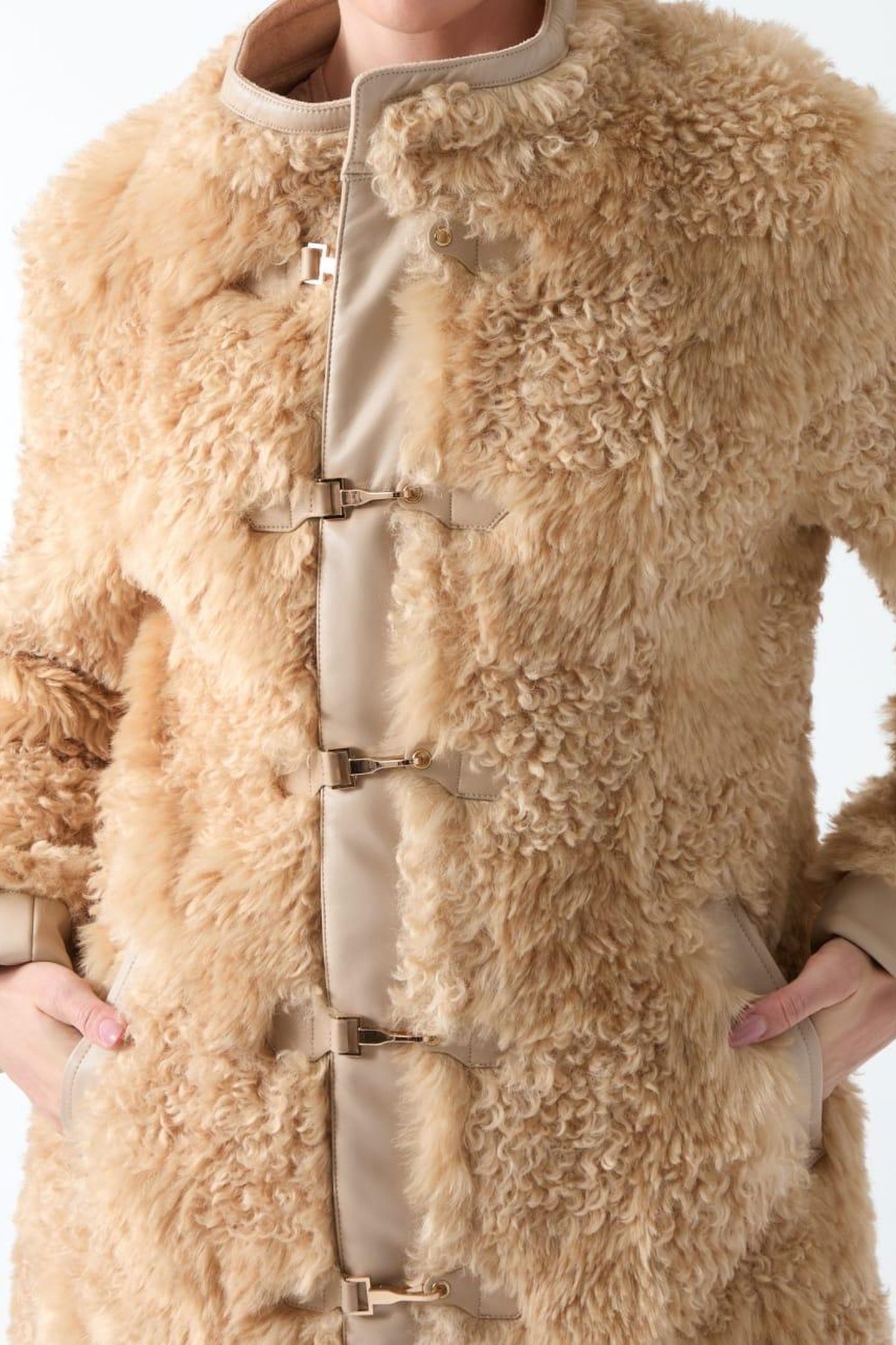 RACHEL FAUX FUR MIDI SAND GRAIN MULTI 7
