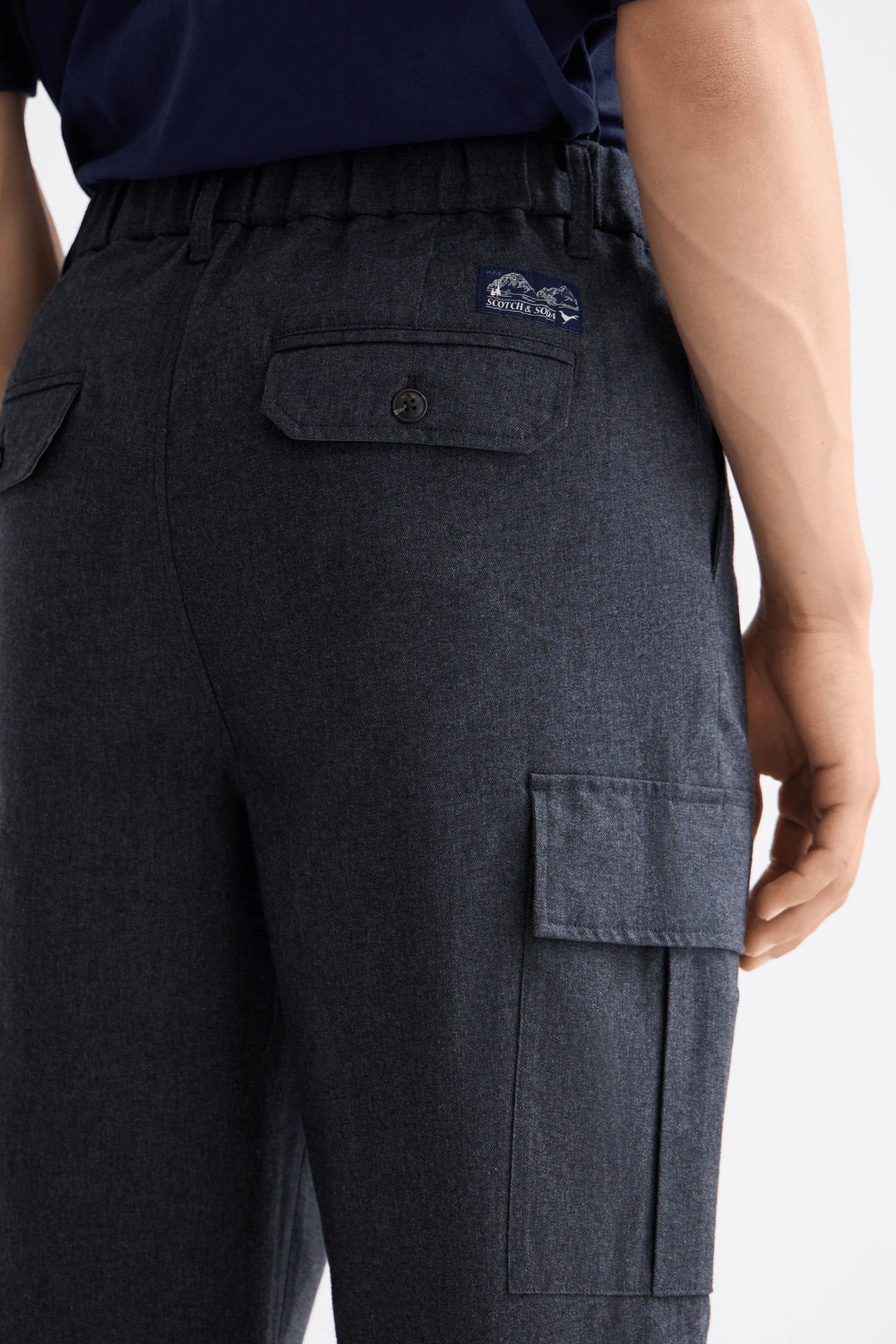 MELANGE COTTON-BLEND RELAXED STRAIGHT FIT CARGO GREY MELANGE 5