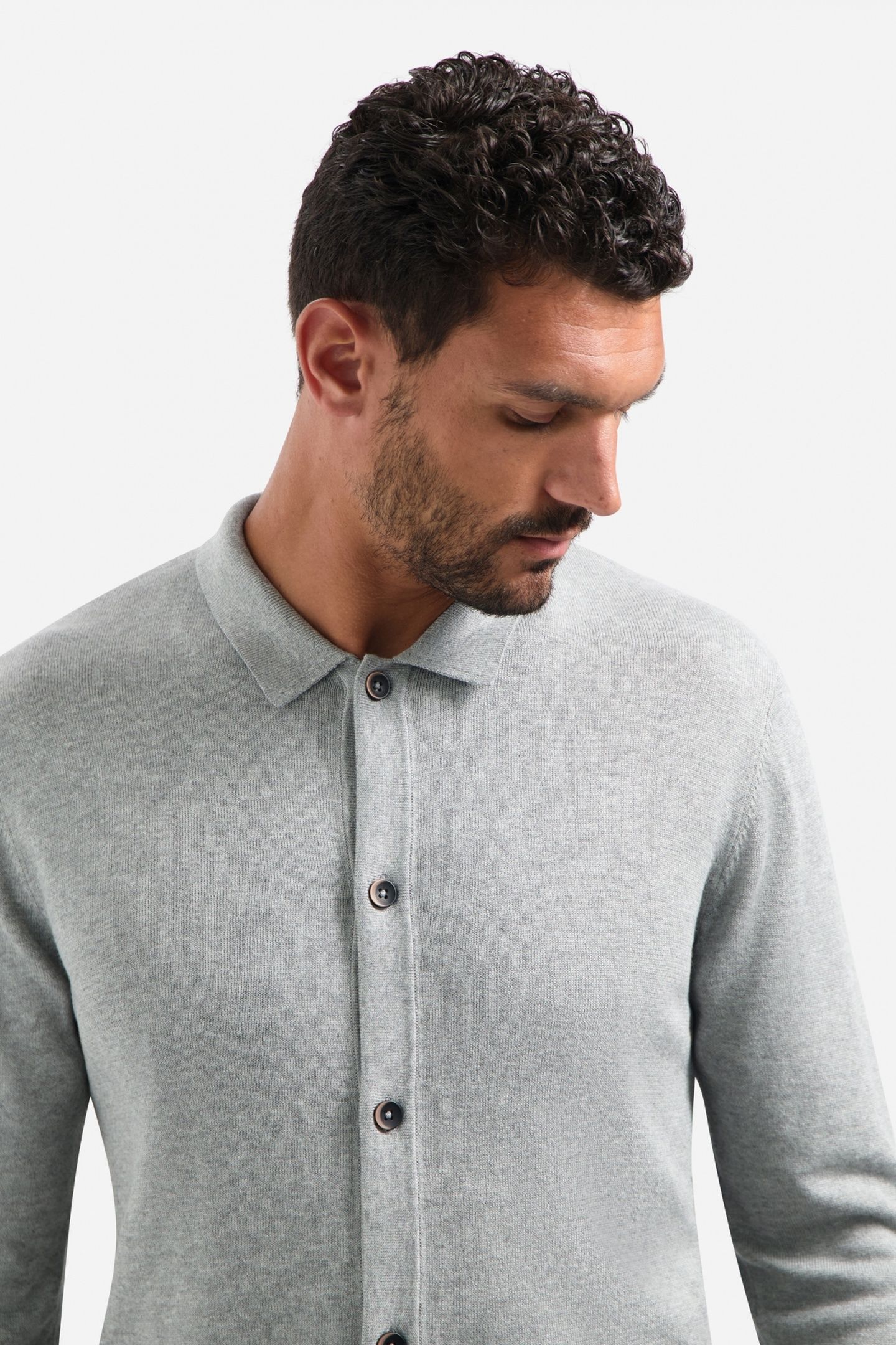 PULLOVER FULL BUTTON POLO GREY MELANGE 7