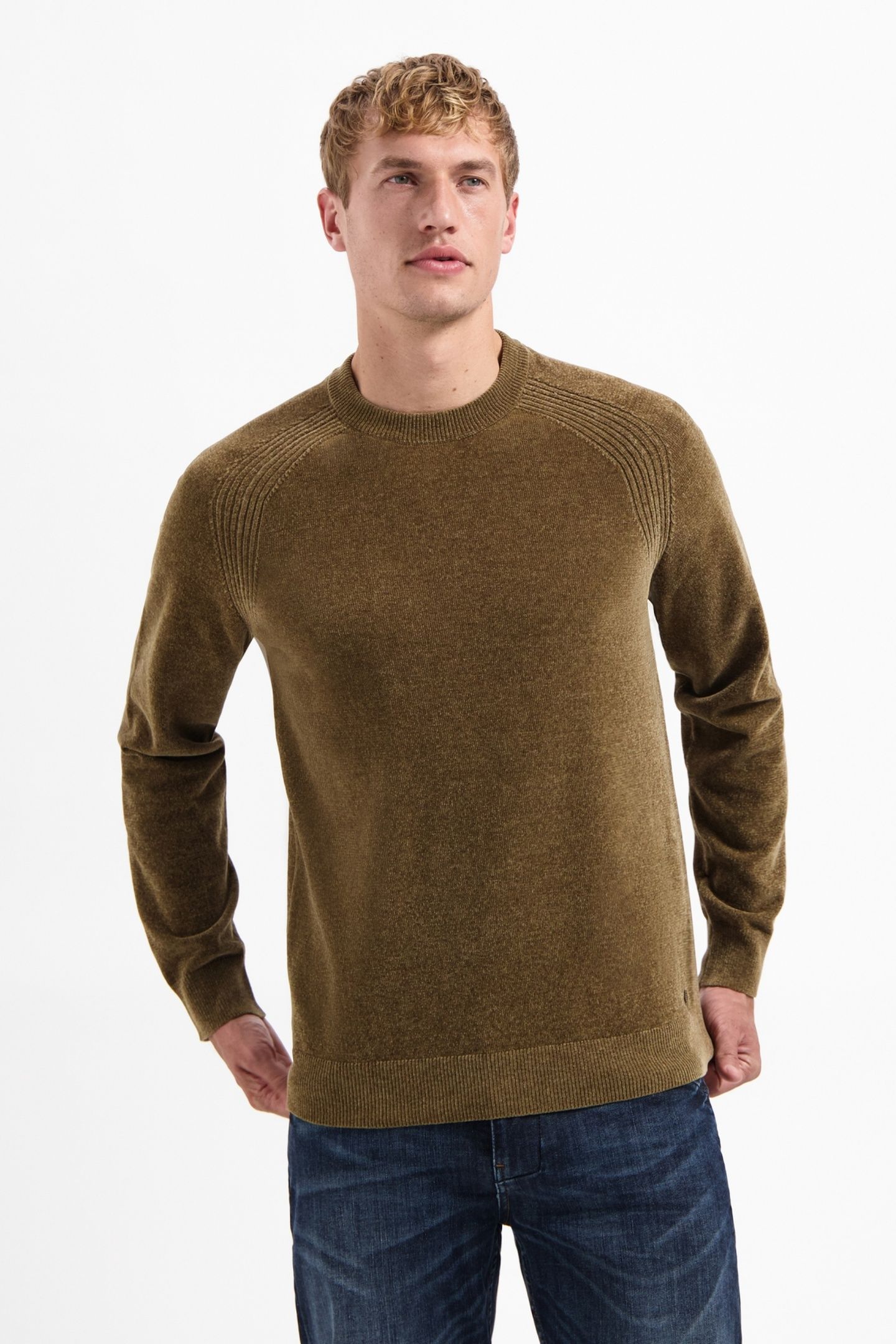 PULLOVER CREWNECK LIGHT WEIGHT CHENILLE TAUPE 1