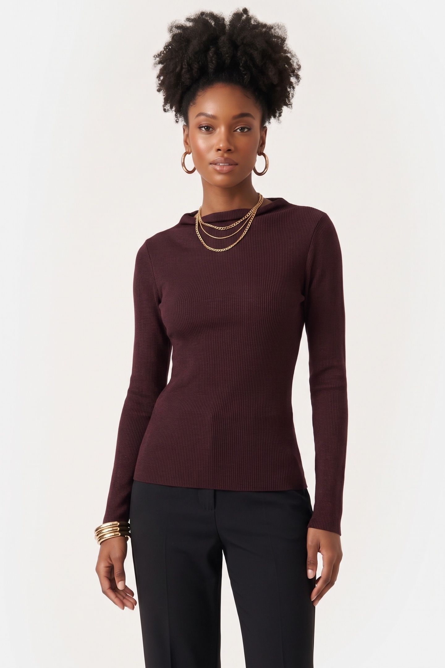 MOMA WOOL RIB MOCK NECK RED 1