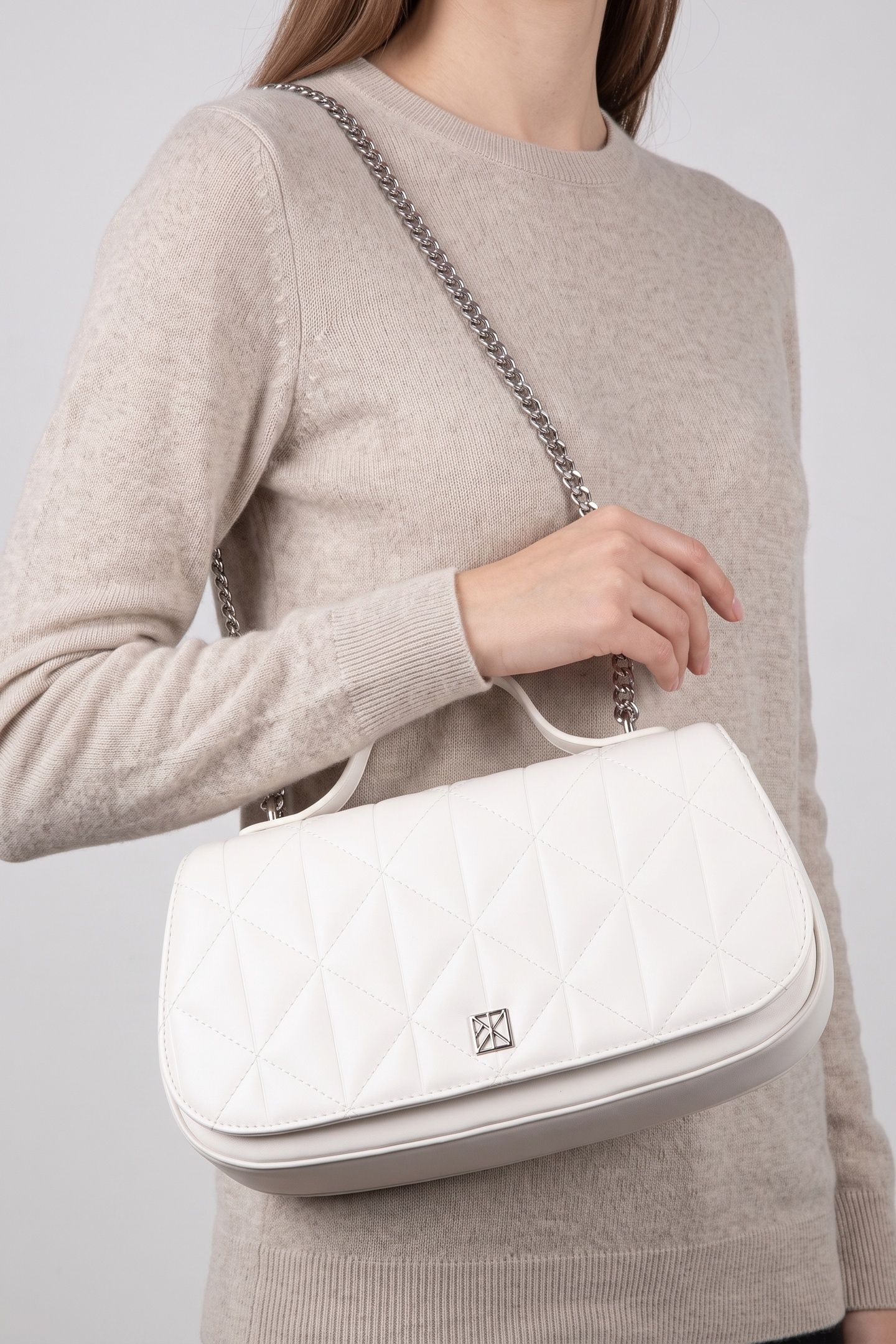 QUILTED TOP HANDLE CROSSOVER LILY WHITE 5