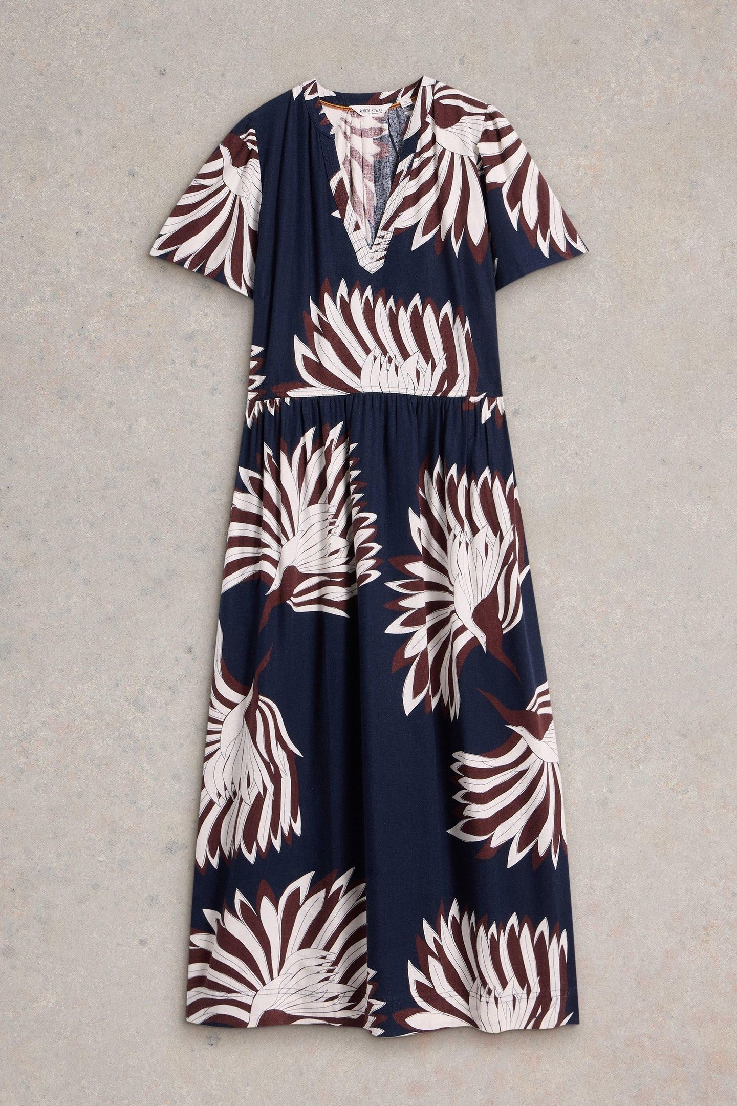 CLOVE LINEN BLEND DRESS NAVY PRINT 4