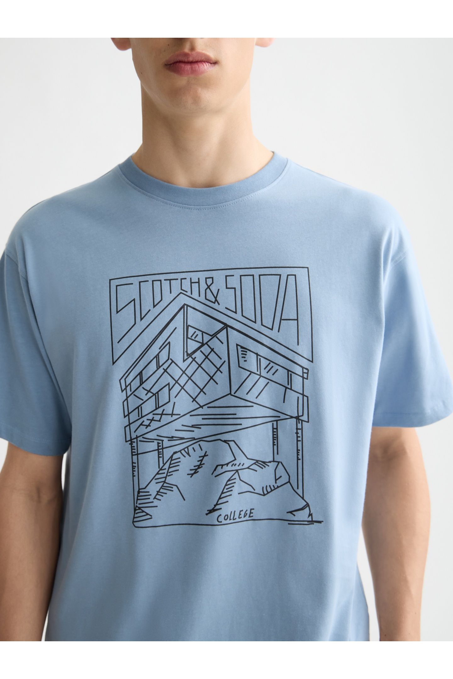 RELAXED FIT SCOTCH & SODA LOGO T-SHIRT FADED DENIM 3