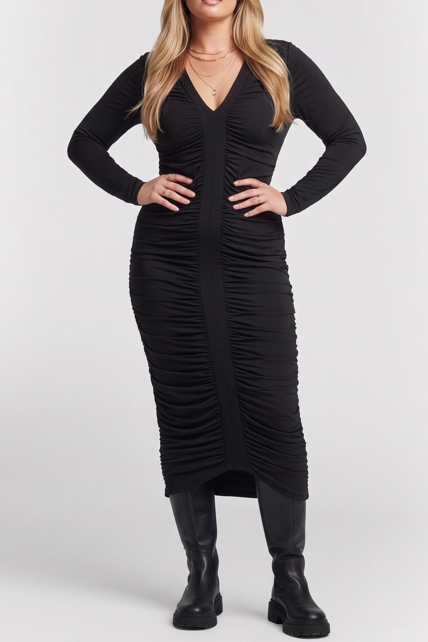 AMELIA VNECK DRAPE M JET BLACK A996 1