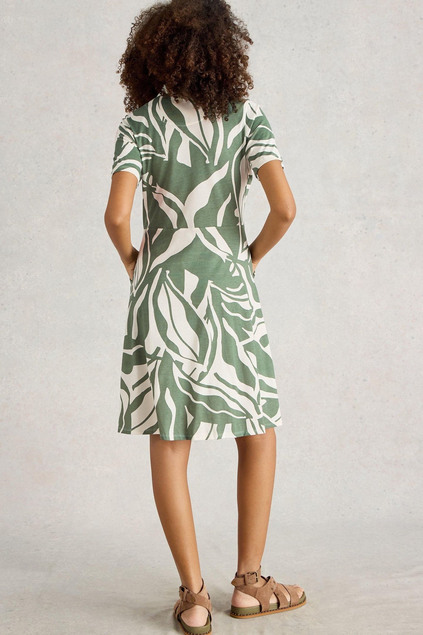 RIA JERSEY SHIRT DRESS GREEN PRINT 4