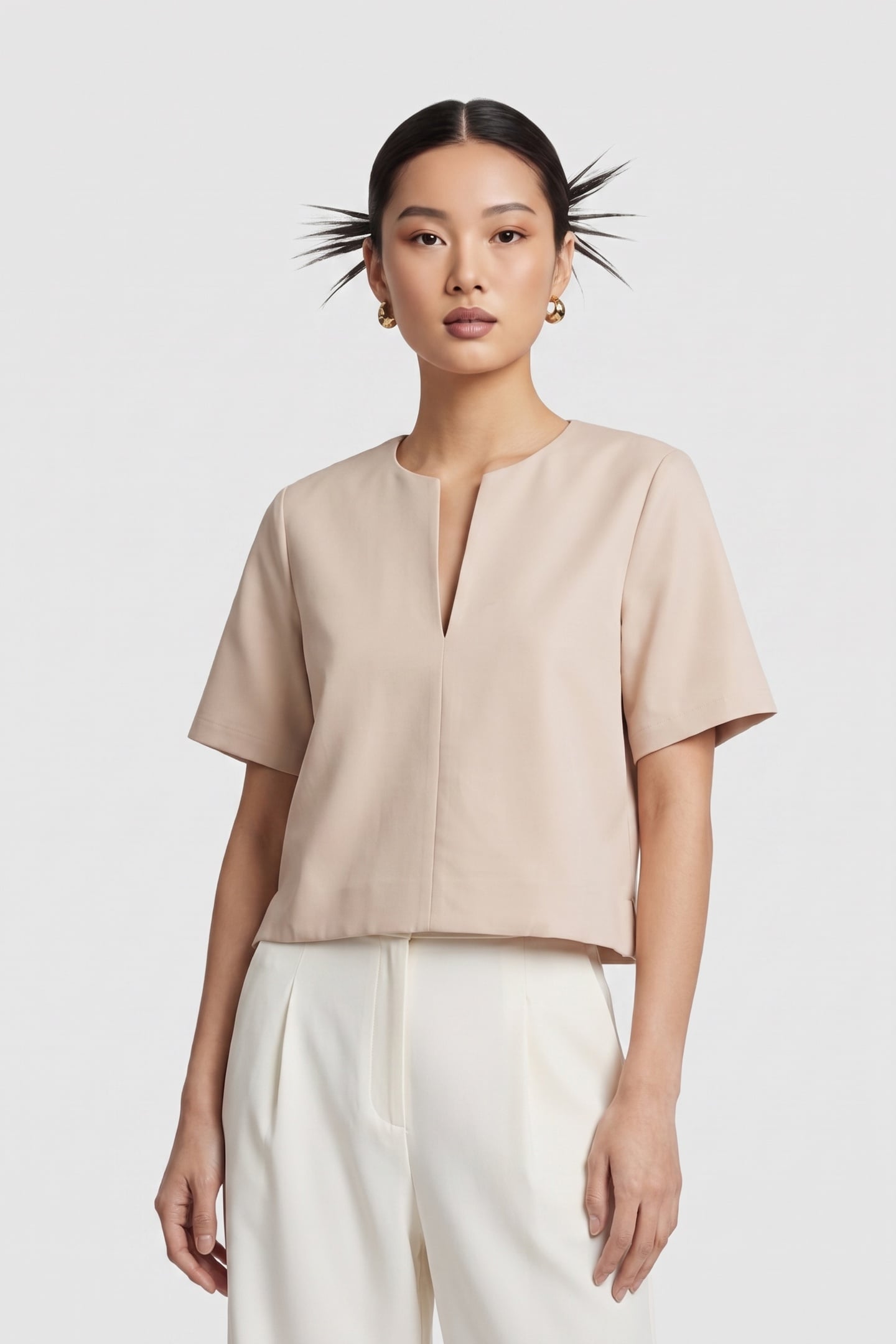 HANNA SCULPTURAL T-SHIRT BEIGE 1