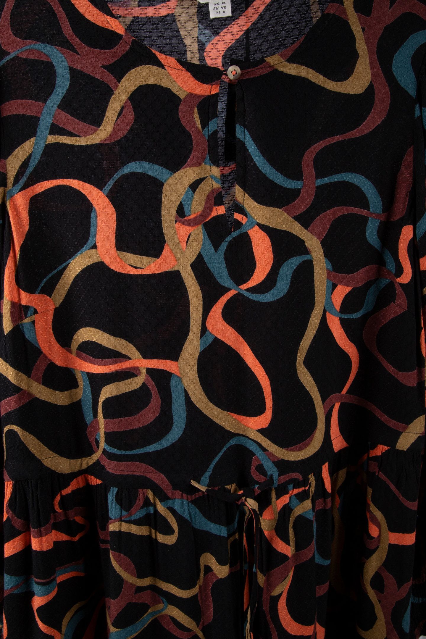 ANGIE MIDI DRESS BLACK MULTI 4
