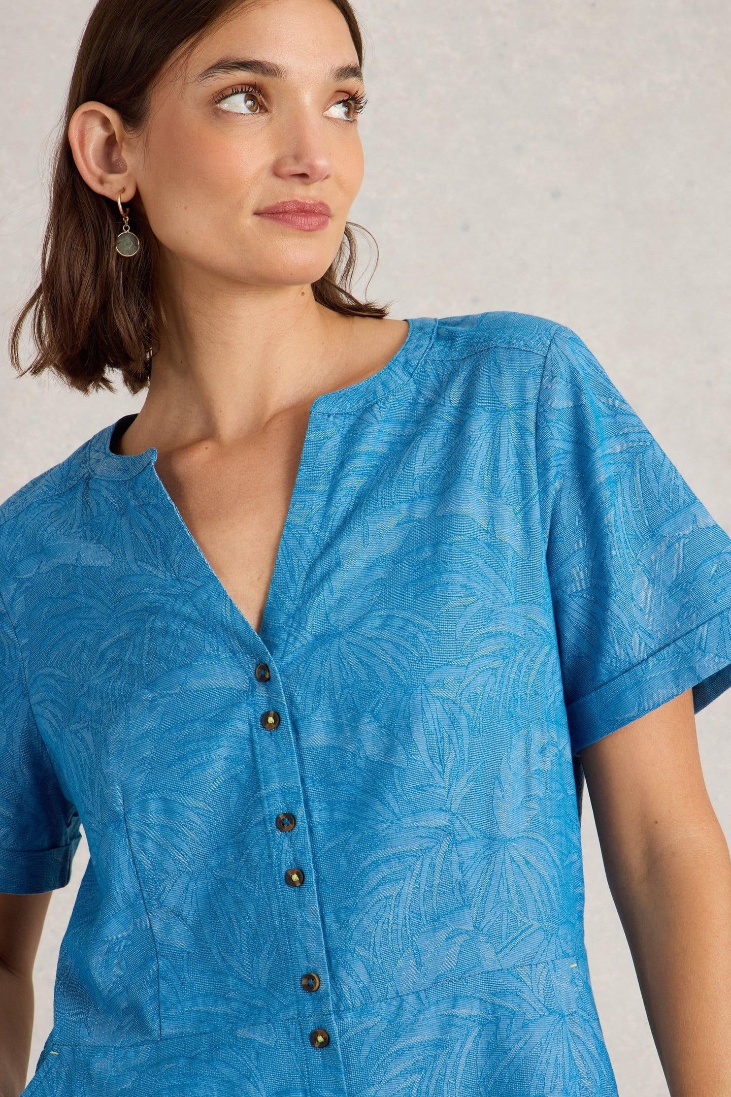 IRIS COTTON JACQUARD DRESS CHAMBRAY BLUE 5