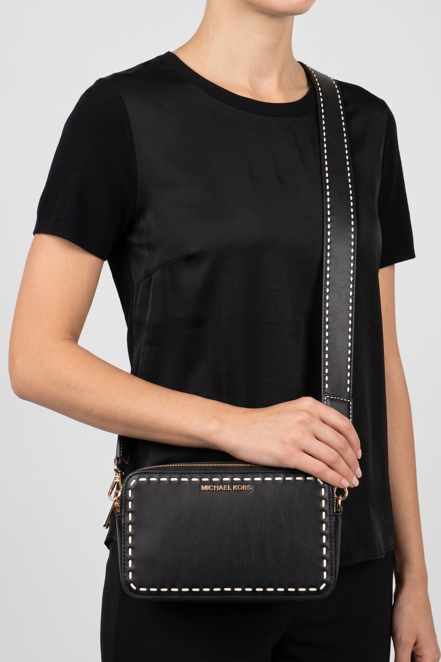 SMALL DOUBLE ZIP CAMRA CROSSBODY BLACK 1