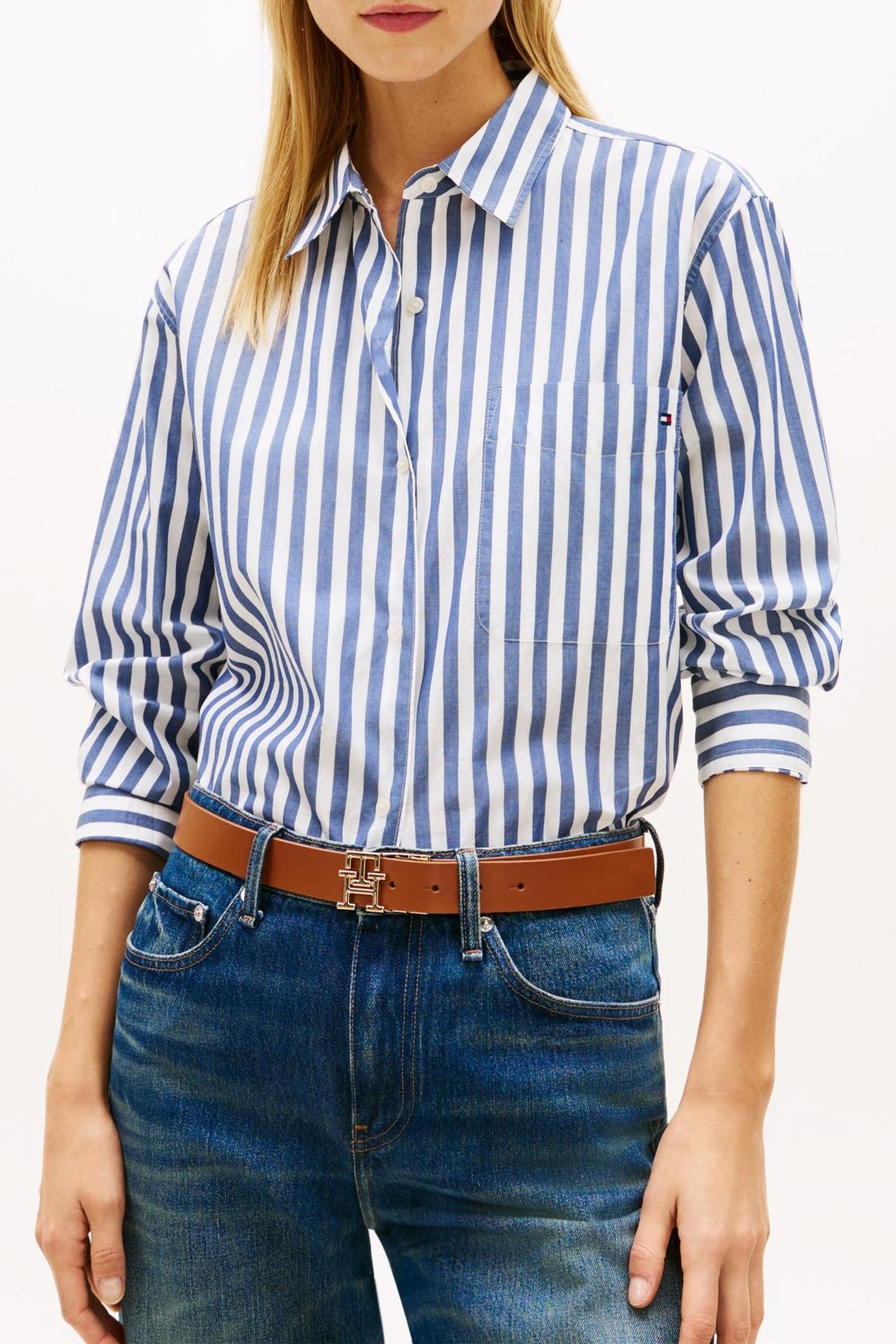 ESS POPLIN EASY FIT WIDE BANKER ECRU SEASHORE NAVY 1