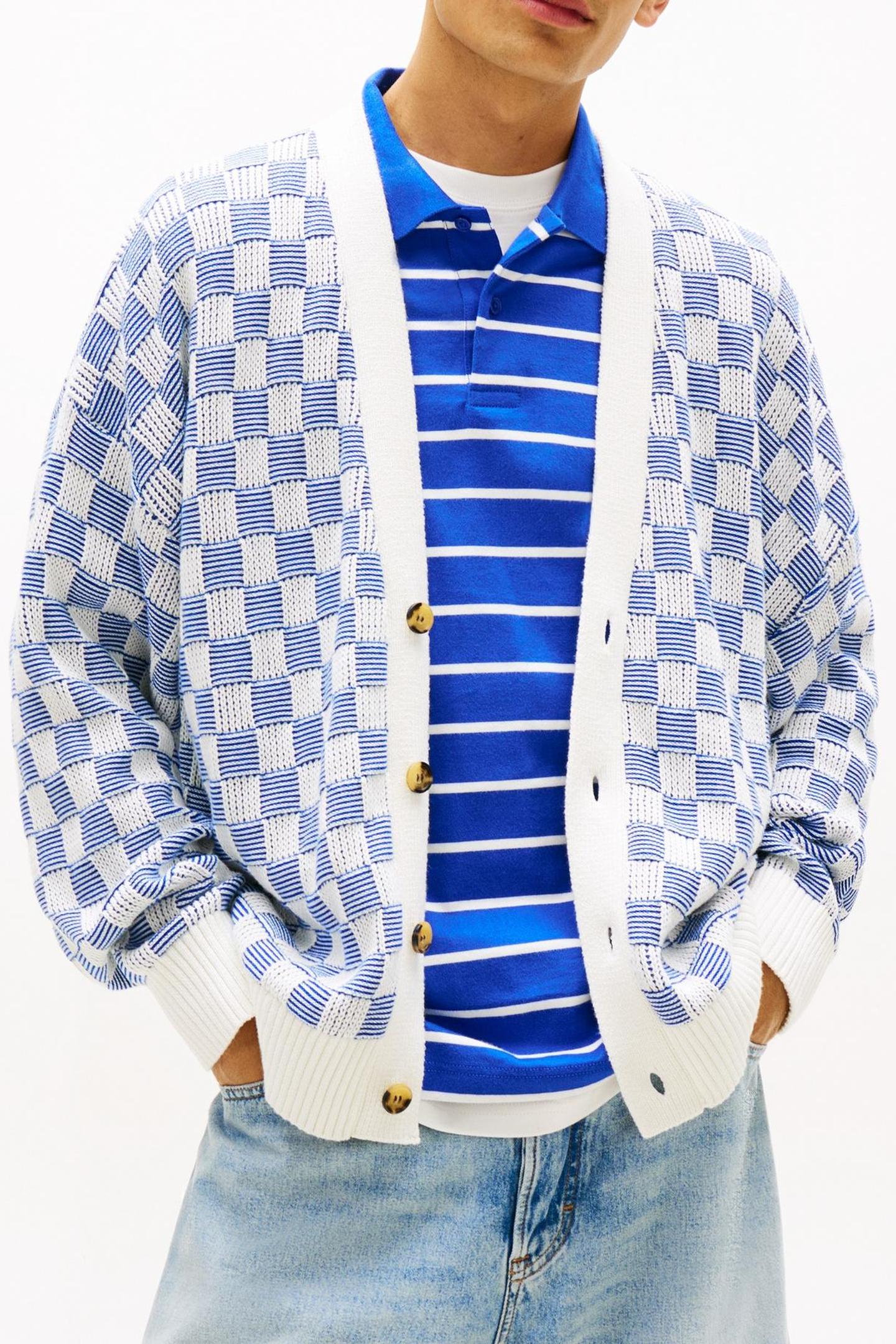 RELAXED TEXTURE CARDIGAN FIZZY BLUE 1