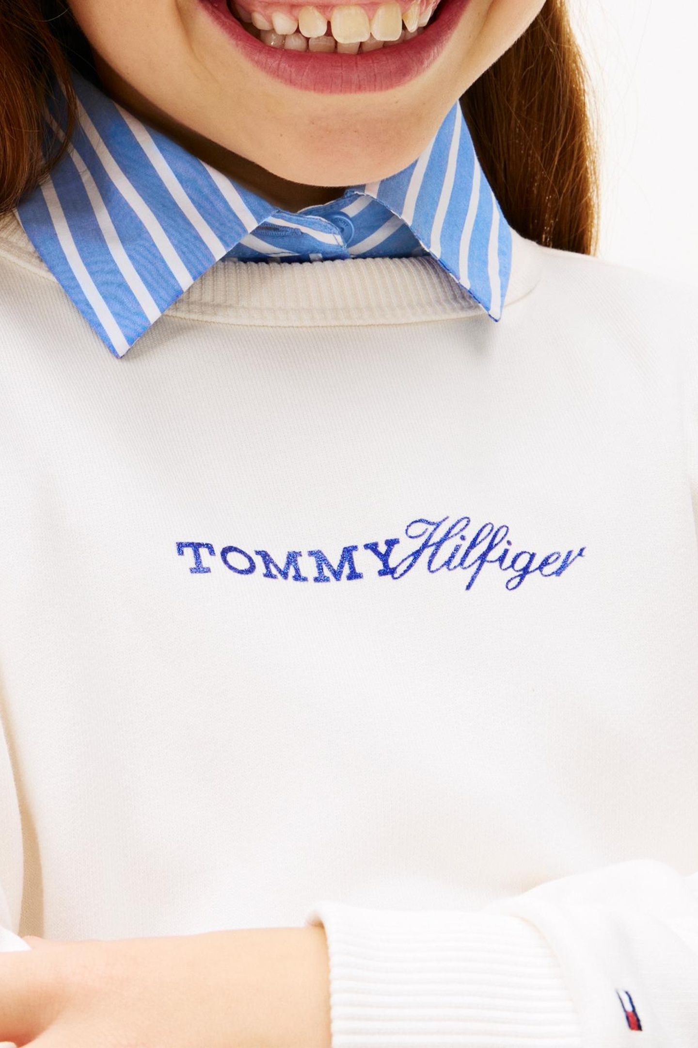 GIRLS GLITTER TOMMY CREW ANCIENT WHITE 5